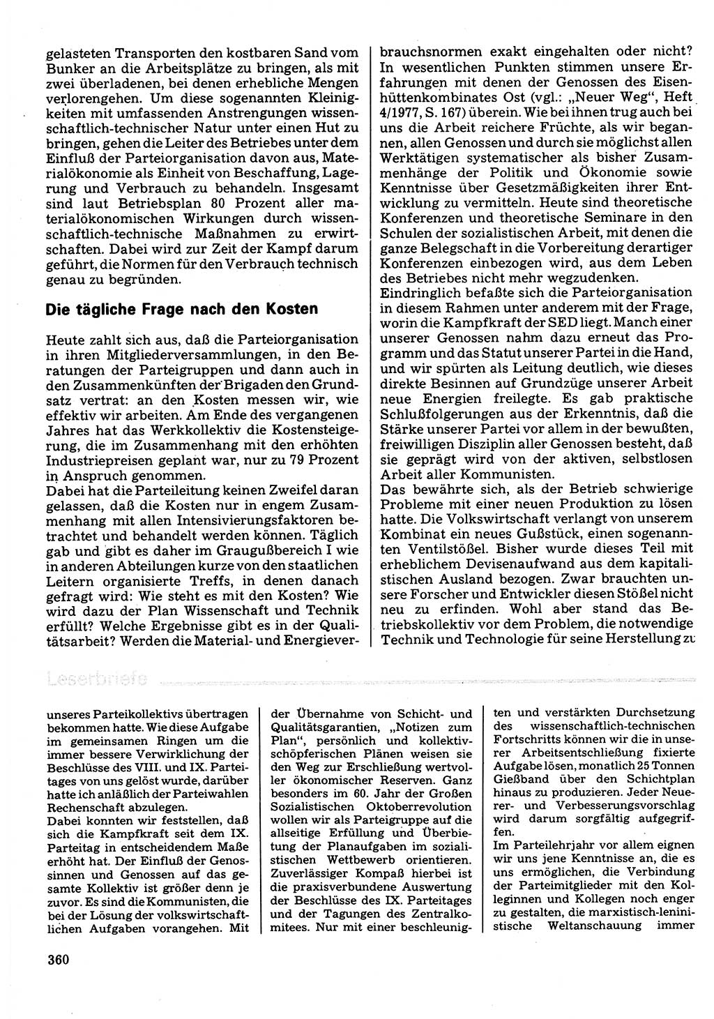 Neuer Weg (NW), Organ des Zentralkomitees (ZK) der SED (Sozialistische Einheitspartei Deutschlands) für Fragen des Parteilebens, 32. Jahrgang [Deutsche Demokratische Republik (DDR)] 1977, Seite 360 (NW ZK SED DDR 1977, S. 360)