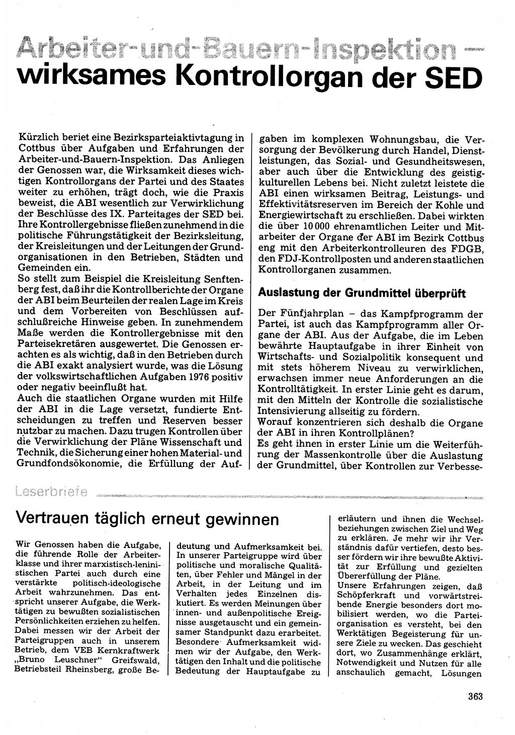 Neuer Weg (NW), Organ des Zentralkomitees (ZK) der SED (Sozialistische Einheitspartei Deutschlands) für Fragen des Parteilebens, 32. Jahrgang [Deutsche Demokratische Republik (DDR)] 1977, Seite 363 (NW ZK SED DDR 1977, S. 363)