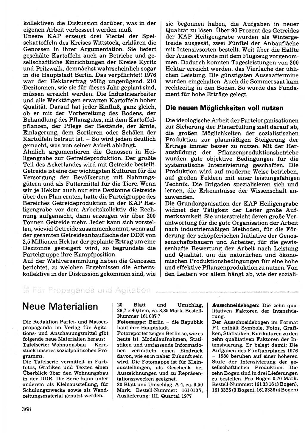Neuer Weg (NW), Organ des Zentralkomitees (ZK) der SED (Sozialistische Einheitspartei Deutschlands) für Fragen des Parteilebens, 32. Jahrgang [Deutsche Demokratische Republik (DDR)] 1977, Seite 368 (NW ZK SED DDR 1977, S. 368)