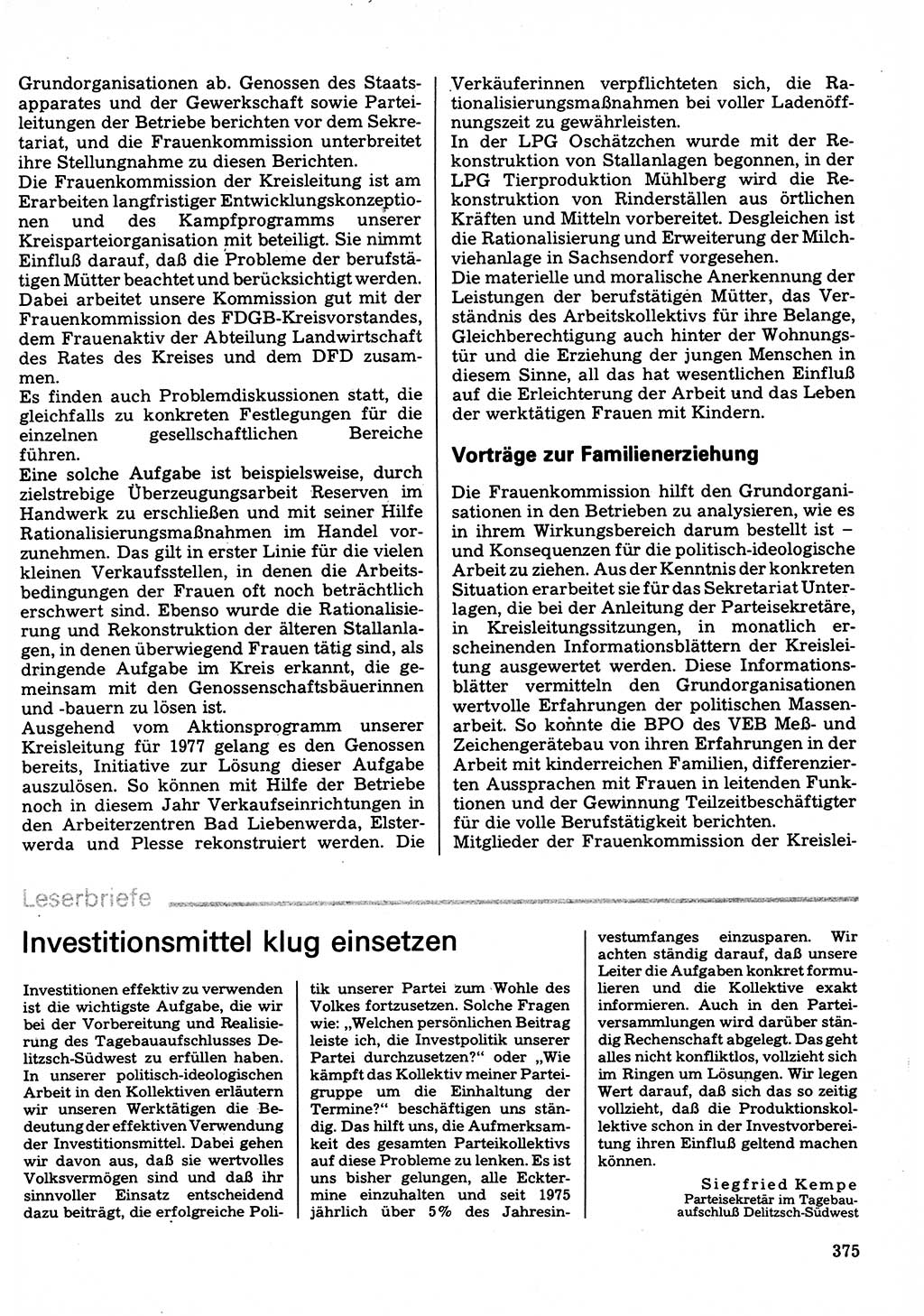 Neuer Weg (NW), Organ des Zentralkomitees (ZK) der SED (Sozialistische Einheitspartei Deutschlands) für Fragen des Parteilebens, 32. Jahrgang [Deutsche Demokratische Republik (DDR)] 1977, Seite 375 (NW ZK SED DDR 1977, S. 375)