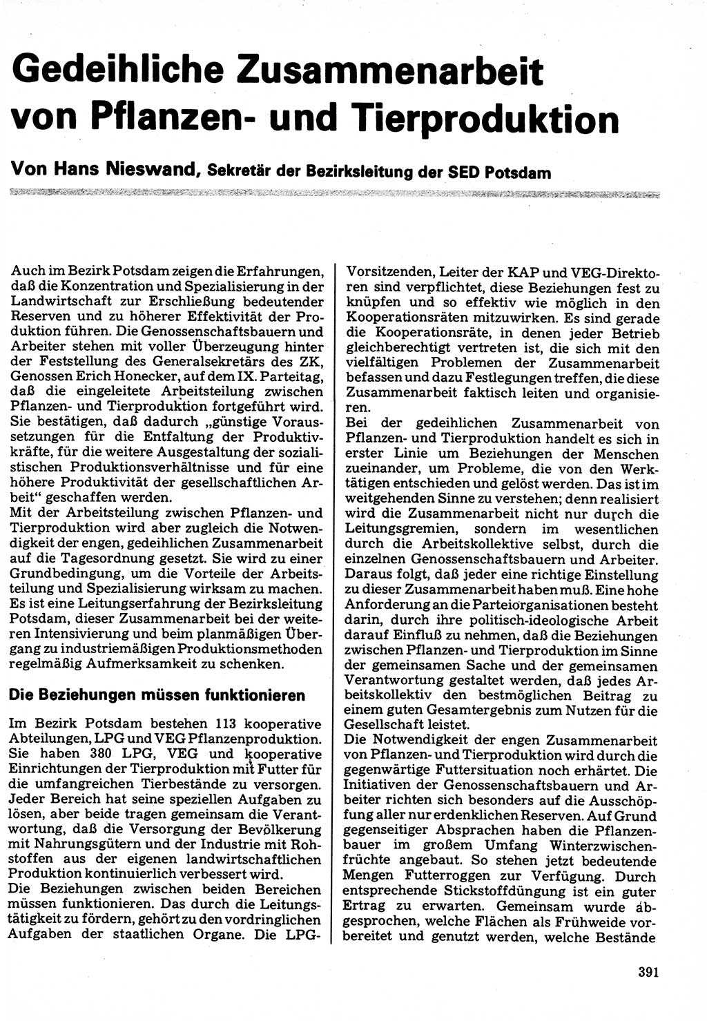 Neuer Weg (NW), Organ des Zentralkomitees (ZK) der SED (Sozialistische Einheitspartei Deutschlands) für Fragen des Parteilebens, 32. Jahrgang [Deutsche Demokratische Republik (DDR)] 1977, Seite 391 (NW ZK SED DDR 1977, S. 391)