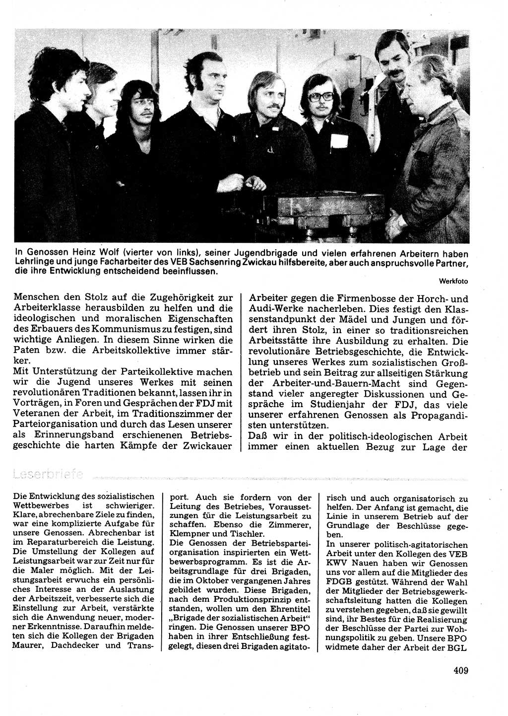 Neuer Weg (NW), Organ des Zentralkomitees (ZK) der SED (Sozialistische Einheitspartei Deutschlands) für Fragen des Parteilebens, 32. Jahrgang [Deutsche Demokratische Republik (DDR)] 1977, Seite 409 (NW ZK SED DDR 1977, S. 409)