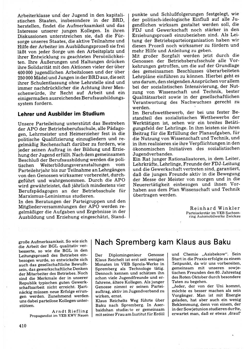 Neuer Weg (NW), Organ des Zentralkomitees (ZK) der SED (Sozialistische Einheitspartei Deutschlands) für Fragen des Parteilebens, 32. Jahrgang [Deutsche Demokratische Republik (DDR)] 1977, Seite 410 (NW ZK SED DDR 1977, S. 410)
