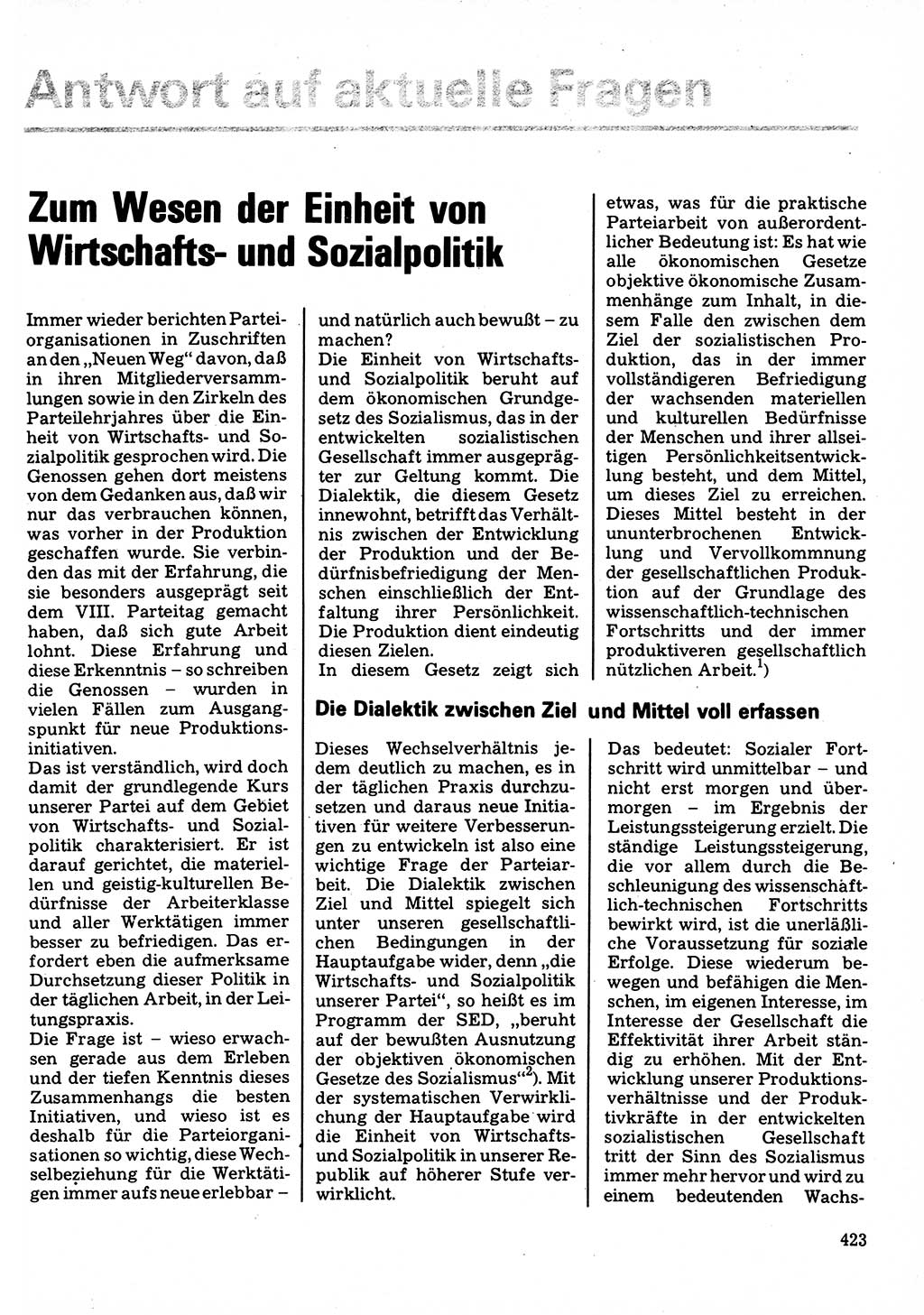 Neuer Weg (NW), Organ des Zentralkomitees (ZK) der SED (Sozialistische Einheitspartei Deutschlands) für Fragen des Parteilebens, 32. Jahrgang [Deutsche Demokratische Republik (DDR)] 1977, Seite 423 (NW ZK SED DDR 1977, S. 423)