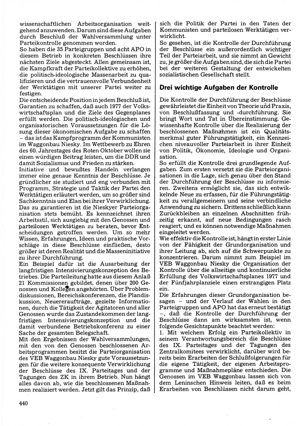 Neuer Weg (NW), Organ des Zentralkomitees (ZK) der SED (Sozialistische Einheitspartei Deutschlands) für Fragen des Parteilebens, 32. Jahrgang [Deutsche Demokratische Republik (DDR)] 1977, Seite 440 (NW ZK SED DDR 1977, S. 440)