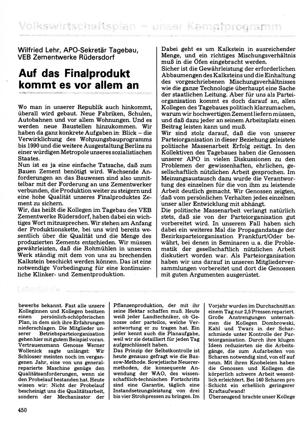 Neuer Weg (NW), Organ des Zentralkomitees (ZK) der SED (Sozialistische Einheitspartei Deutschlands) für Fragen des Parteilebens, 32. Jahrgang [Deutsche Demokratische Republik (DDR)] 1977, Seite 450 (NW ZK SED DDR 1977, S. 450)