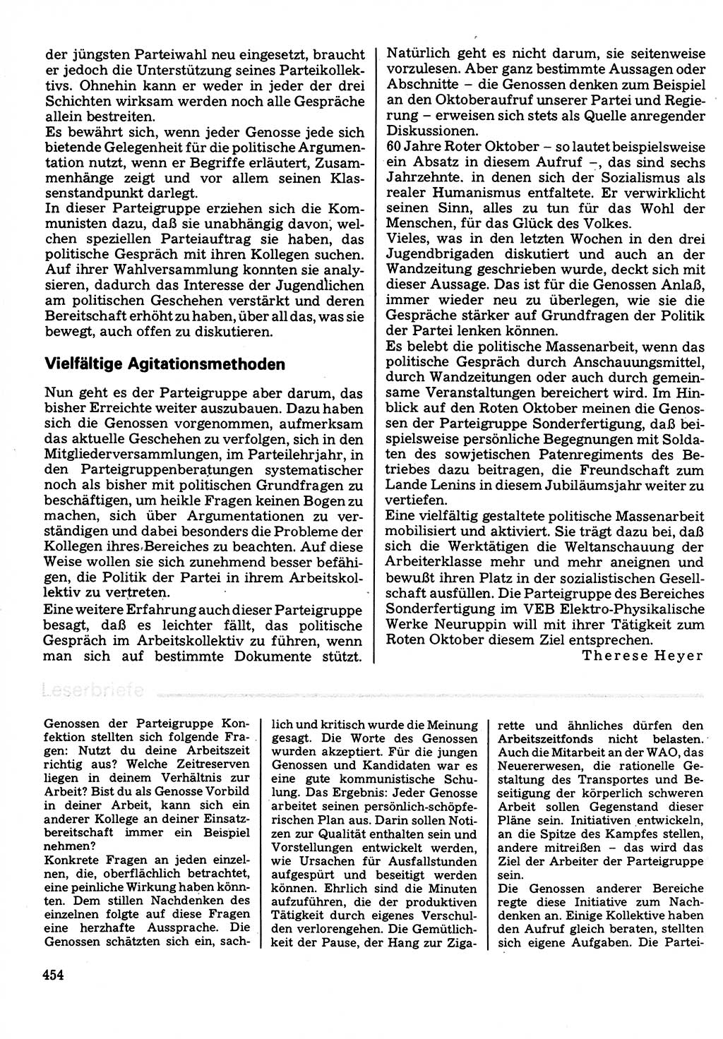 Neuer Weg (NW), Organ des Zentralkomitees (ZK) der SED (Sozialistische Einheitspartei Deutschlands) für Fragen des Parteilebens, 32. Jahrgang [Deutsche Demokratische Republik (DDR)] 1977, Seite 454 (NW ZK SED DDR 1977, S. 454)