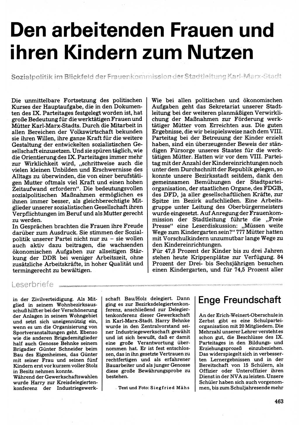 Neuer Weg (NW), Organ des Zentralkomitees (ZK) der SED (Sozialistische Einheitspartei Deutschlands) für Fragen des Parteilebens, 32. Jahrgang [Deutsche Demokratische Republik (DDR)] 1977, Seite 463 (NW ZK SED DDR 1977, S. 463)