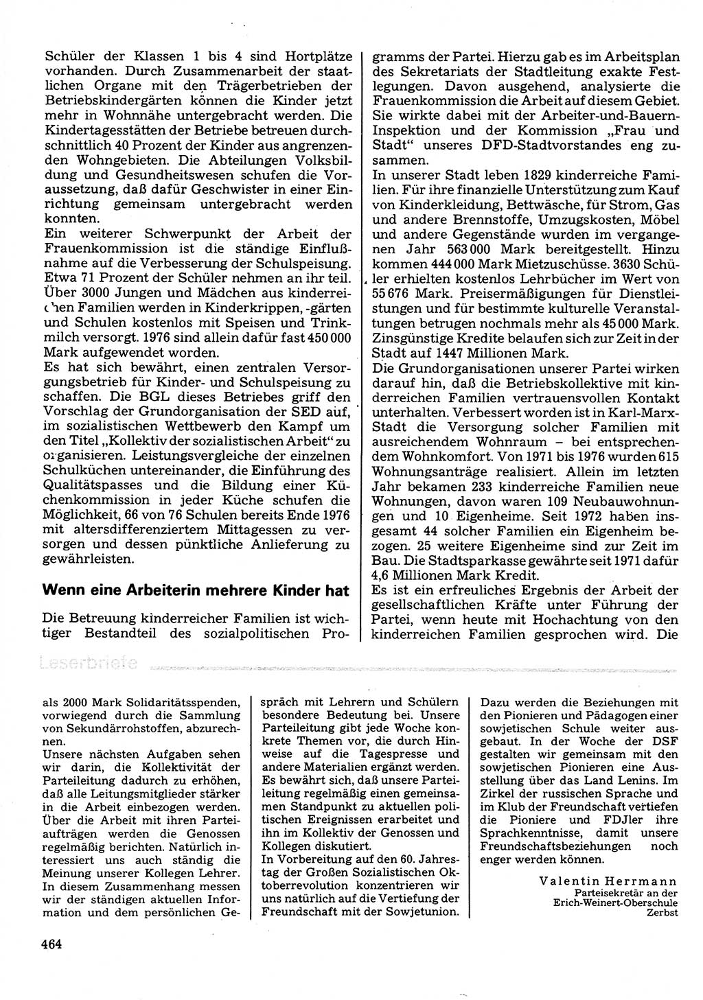 Neuer Weg (NW), Organ des Zentralkomitees (ZK) der SED (Sozialistische Einheitspartei Deutschlands) für Fragen des Parteilebens, 32. Jahrgang [Deutsche Demokratische Republik (DDR)] 1977, Seite 464 (NW ZK SED DDR 1977, S. 464)
