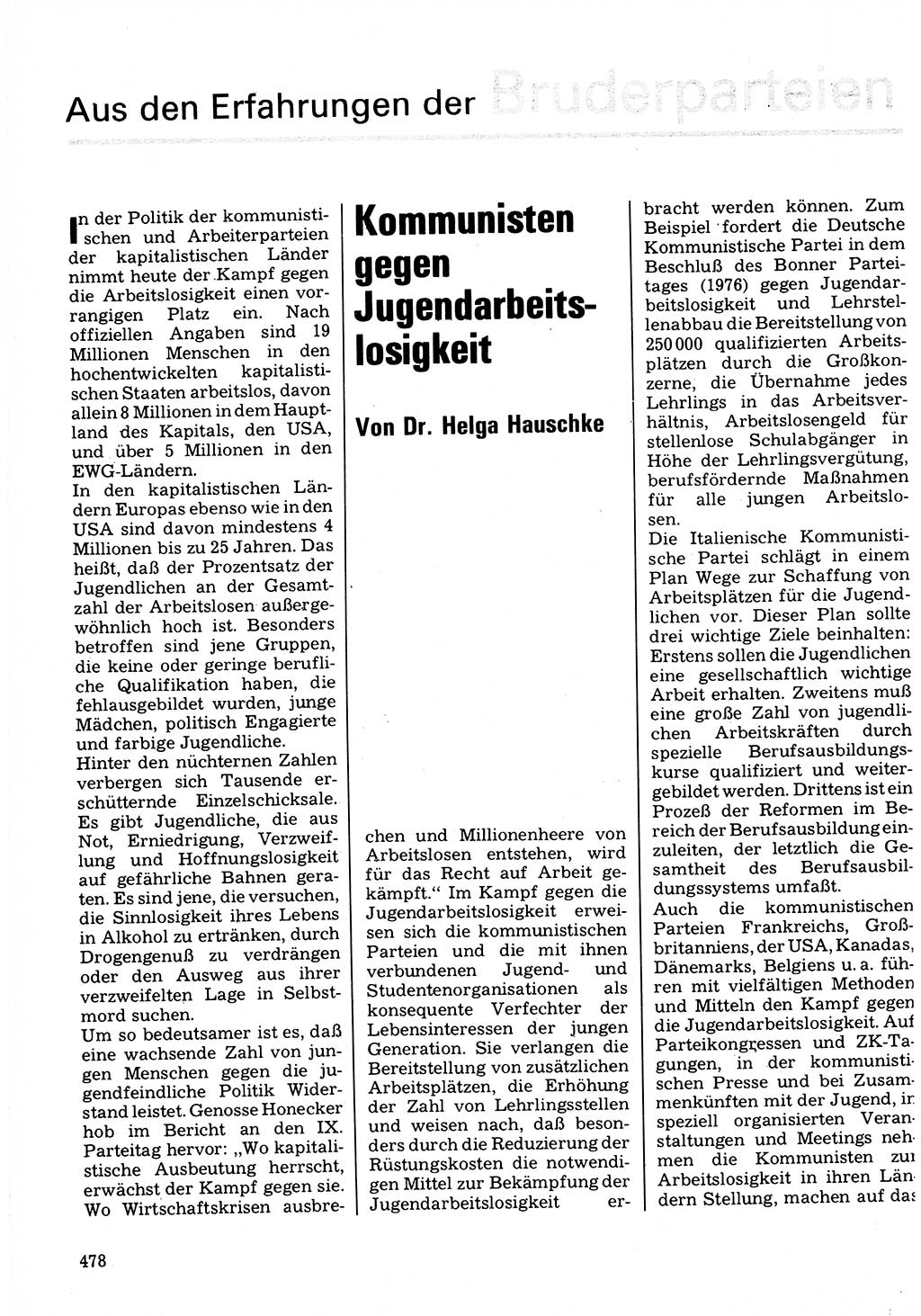 Neuer Weg (NW), Organ des Zentralkomitees (ZK) der SED (Sozialistische Einheitspartei Deutschlands) für Fragen des Parteilebens, 32. Jahrgang [Deutsche Demokratische Republik (DDR)] 1977, Seite 478 (NW ZK SED DDR 1977, S. 478)