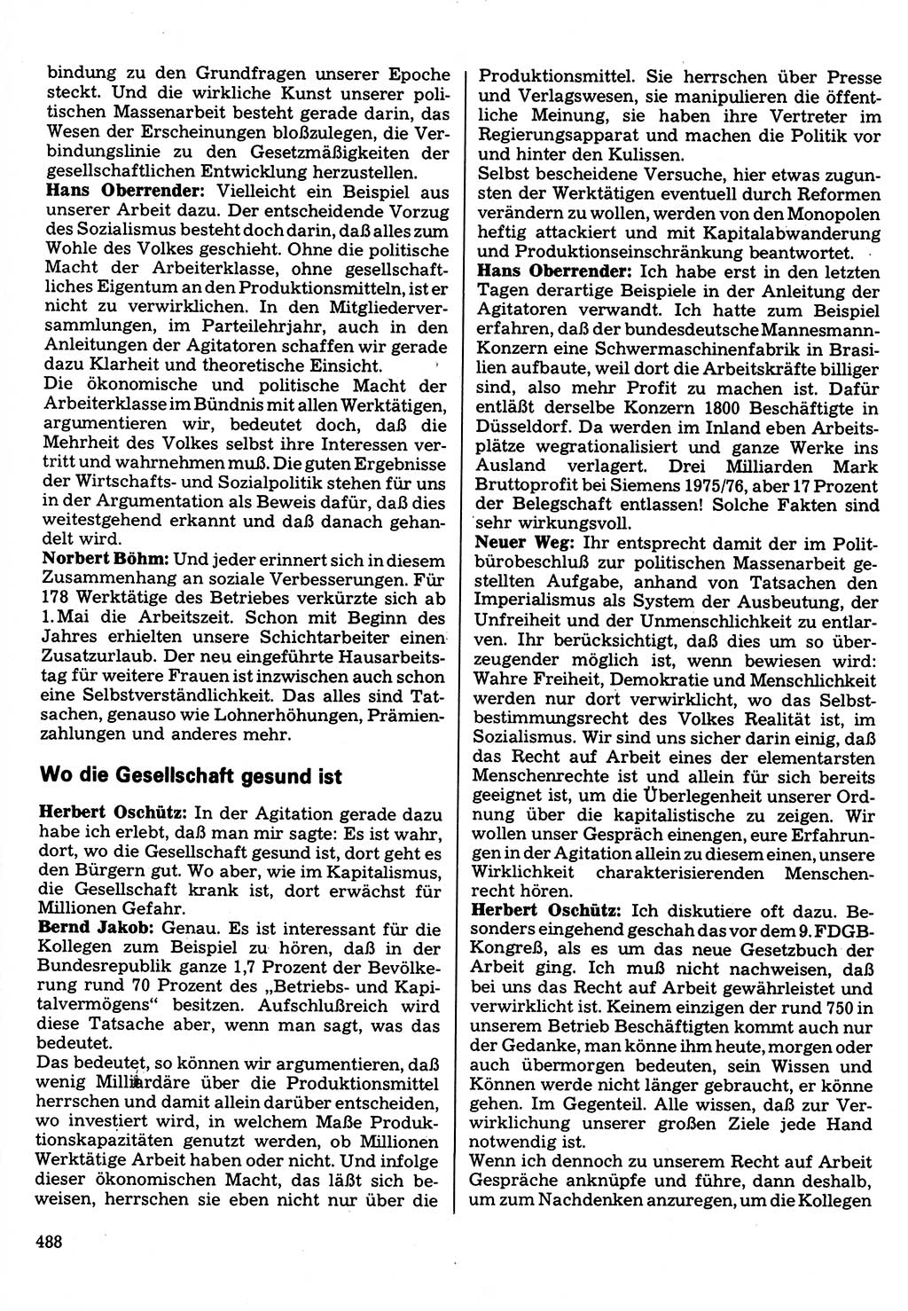 Neuer Weg (NW), Organ des Zentralkomitees (ZK) der SED (Sozialistische Einheitspartei Deutschlands) für Fragen des Parteilebens, 32. Jahrgang [Deutsche Demokratische Republik (DDR)] 1977, Seite 488 (NW ZK SED DDR 1977, S. 488)
