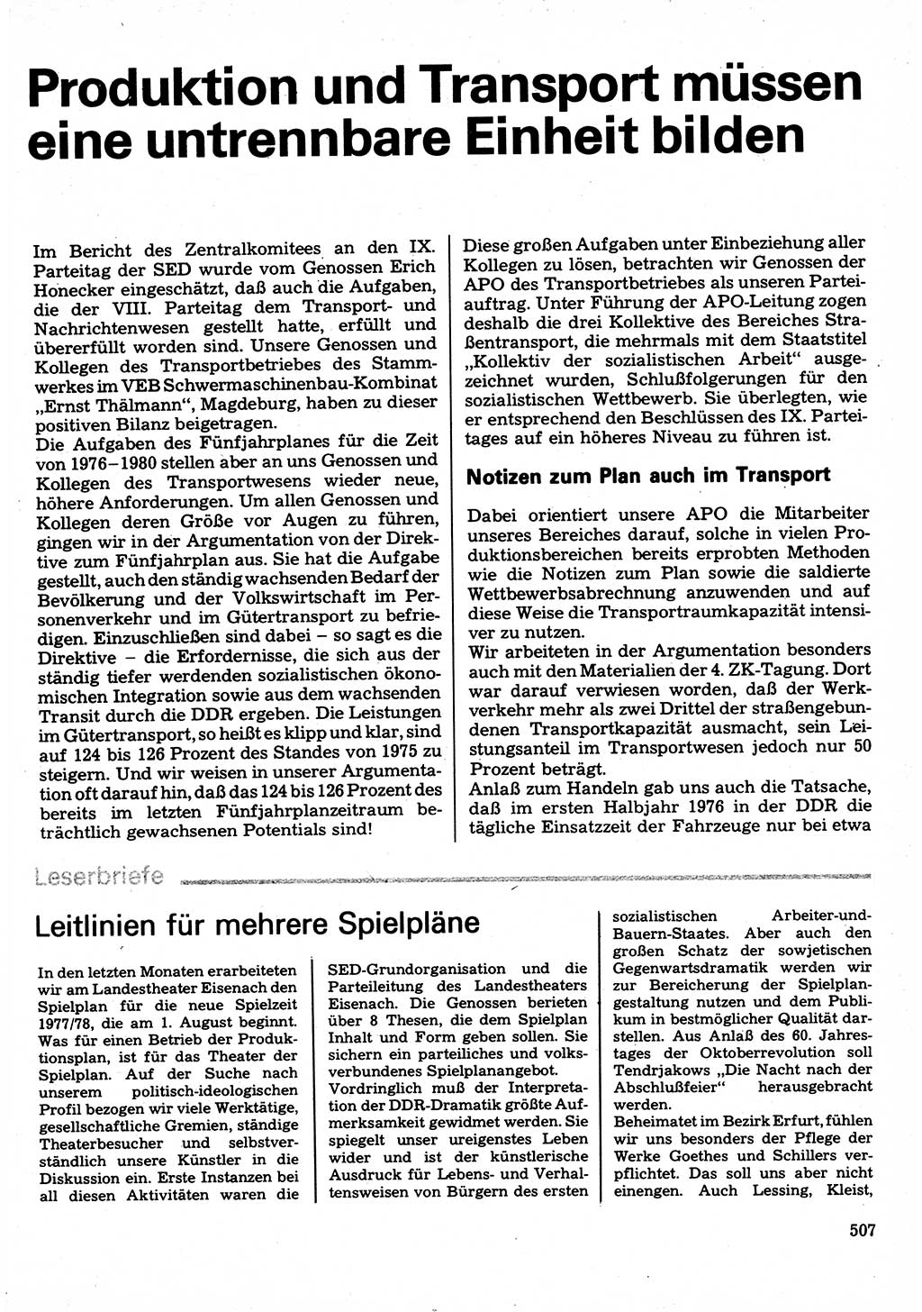 Neuer Weg (NW), Organ des Zentralkomitees (ZK) der SED (Sozialistische Einheitspartei Deutschlands) für Fragen des Parteilebens, 32. Jahrgang [Deutsche Demokratische Republik (DDR)] 1977, Seite 507 (NW ZK SED DDR 1977, S. 507)