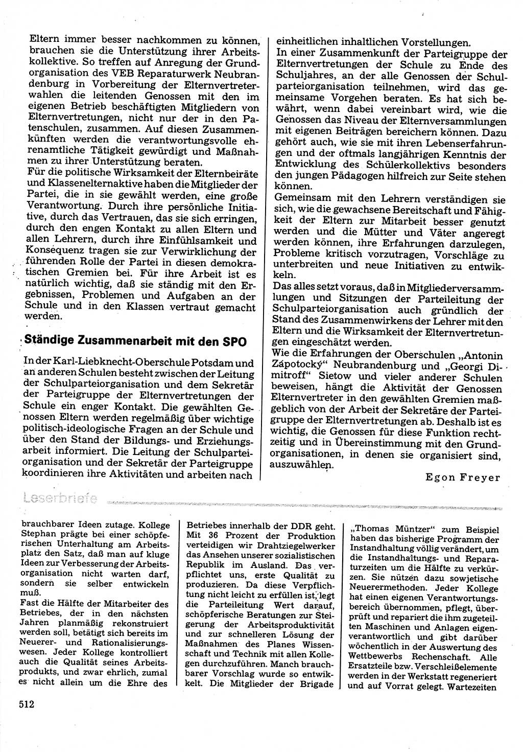 Neuer Weg (NW), Organ des Zentralkomitees (ZK) der SED (Sozialistische Einheitspartei Deutschlands) für Fragen des Parteilebens, 32. Jahrgang [Deutsche Demokratische Republik (DDR)] 1977, Seite 512 (NW ZK SED DDR 1977, S. 512)