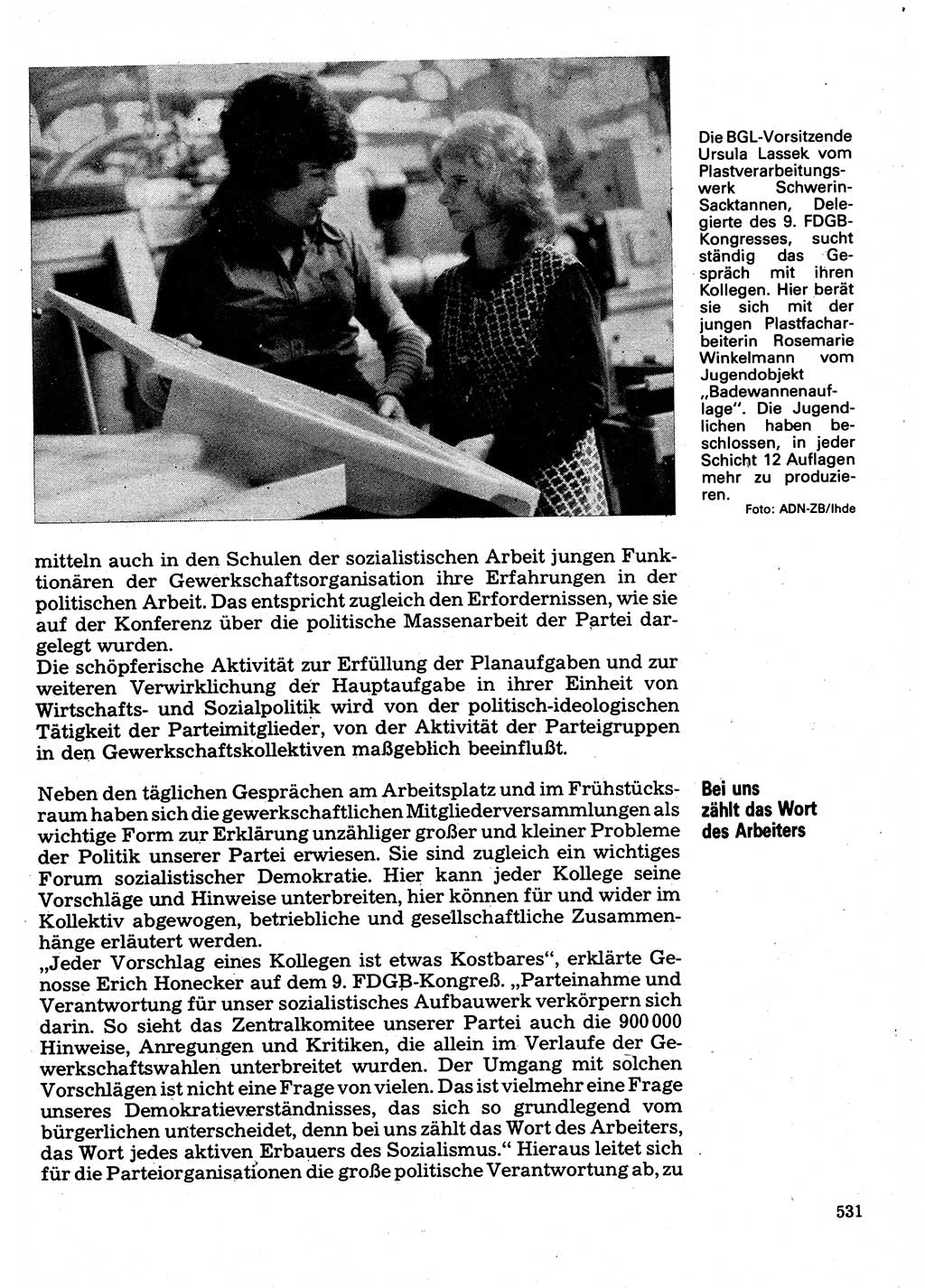 Neuer Weg (NW), Organ des Zentralkomitees (ZK) der SED (Sozialistische Einheitspartei Deutschlands) für Fragen des Parteilebens, 32. Jahrgang [Deutsche Demokratische Republik (DDR)] 1977, Seite 531 (NW ZK SED DDR 1977, S. 531)