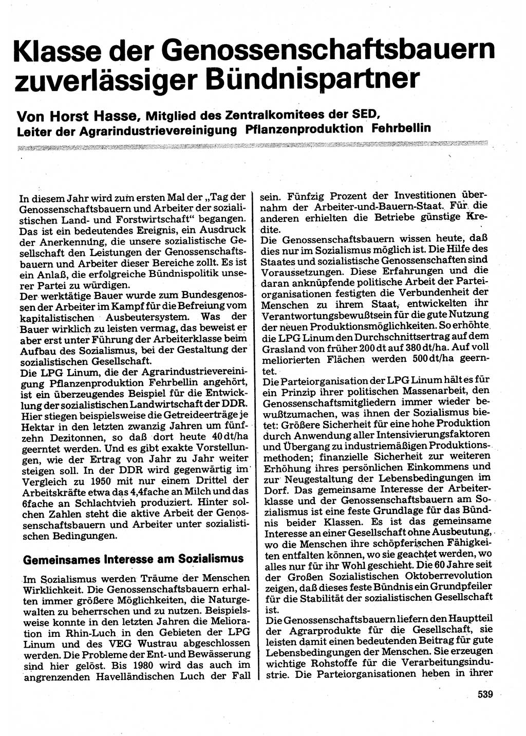 Neuer Weg (NW), Organ des Zentralkomitees (ZK) der SED (Sozialistische Einheitspartei Deutschlands) für Fragen des Parteilebens, 32. Jahrgang [Deutsche Demokratische Republik (DDR)] 1977, Seite 539 (NW ZK SED DDR 1977, S. 539)