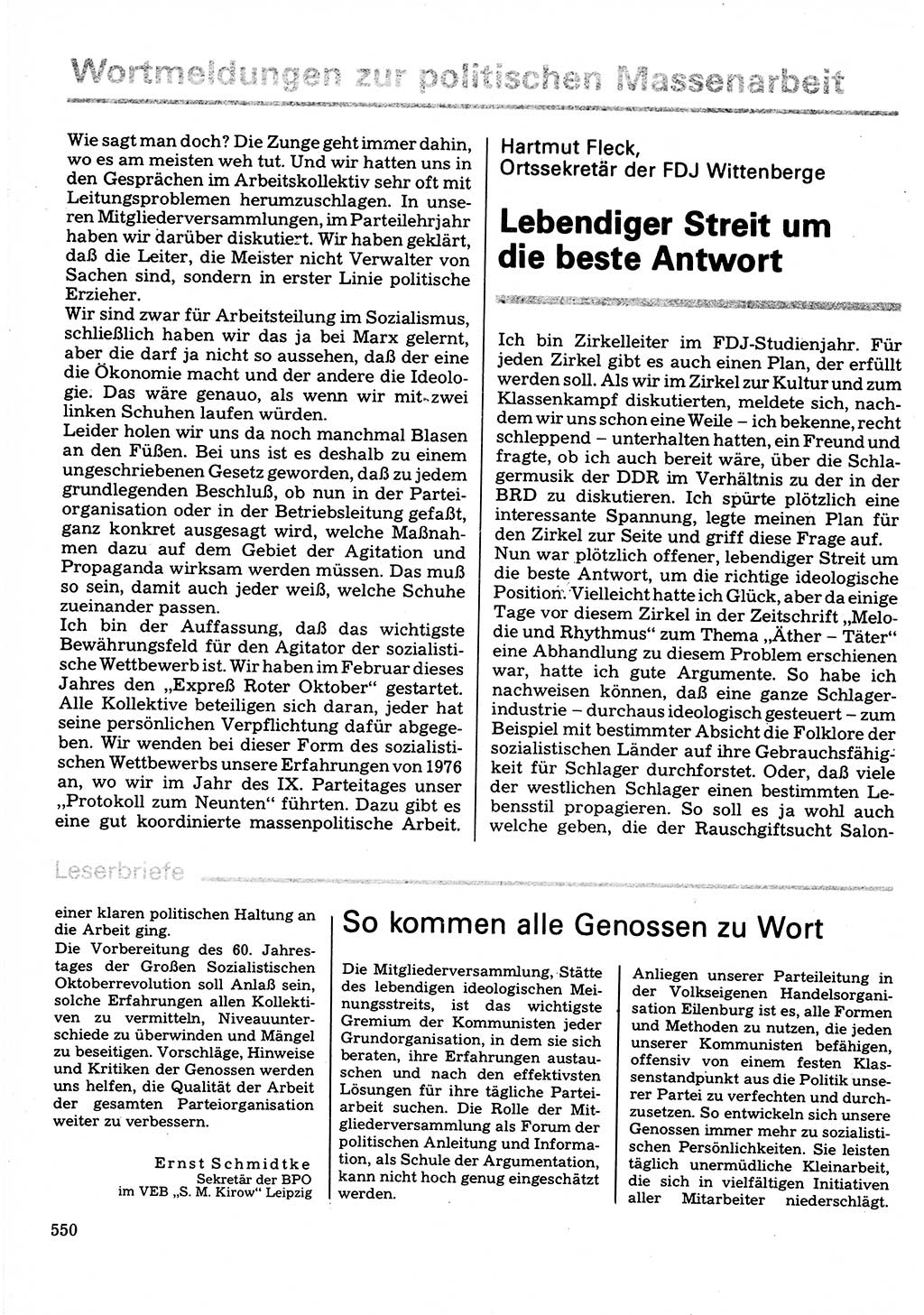 Neuer Weg (NW), Organ des Zentralkomitees (ZK) der SED (Sozialistische Einheitspartei Deutschlands) für Fragen des Parteilebens, 32. Jahrgang [Deutsche Demokratische Republik (DDR)] 1977, Seite 550 (NW ZK SED DDR 1977, S. 550)