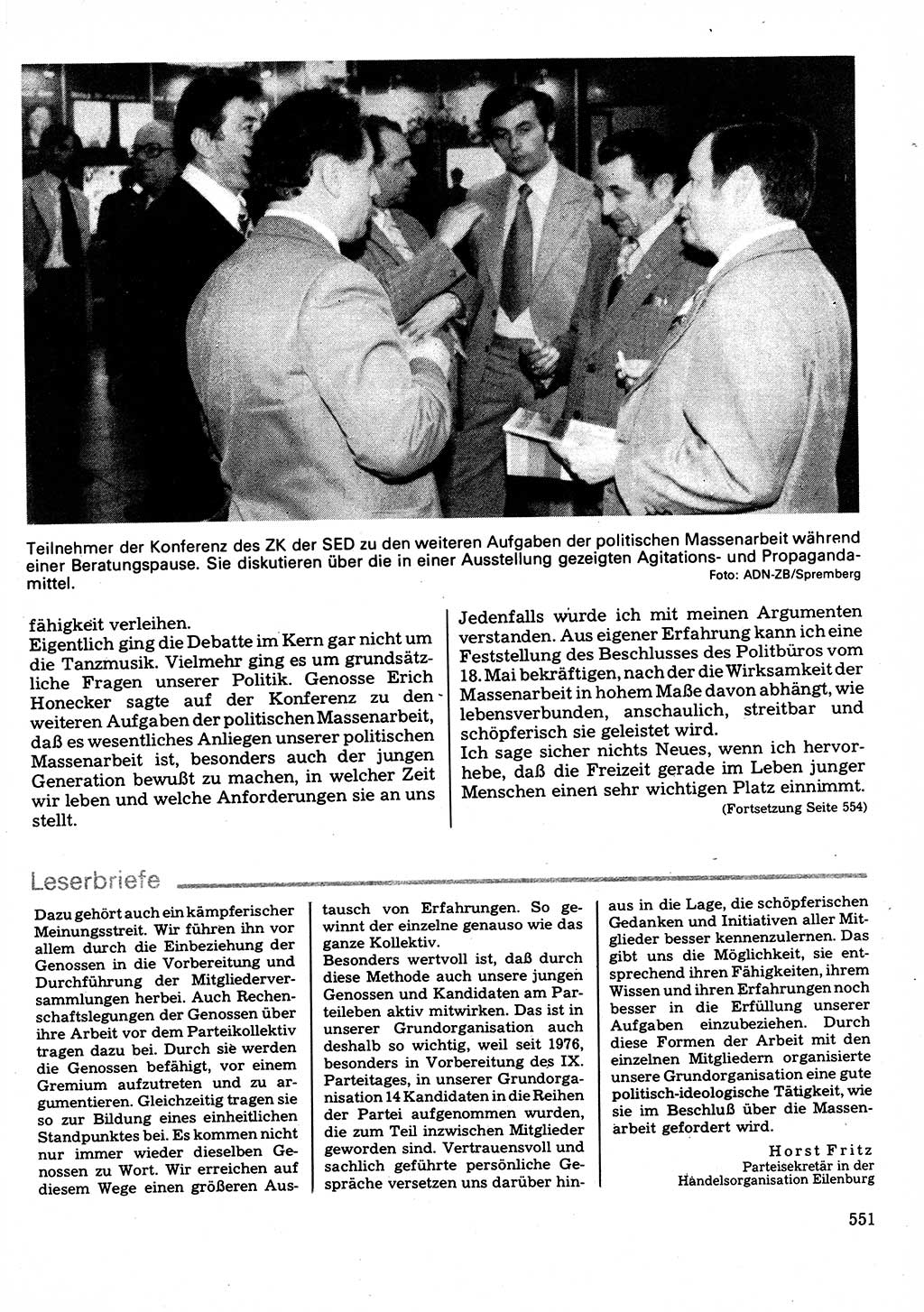 Neuer Weg (NW), Organ des Zentralkomitees (ZK) der SED (Sozialistische Einheitspartei Deutschlands) für Fragen des Parteilebens, 32. Jahrgang [Deutsche Demokratische Republik (DDR)] 1977, Seite 551 (NW ZK SED DDR 1977, S. 551)