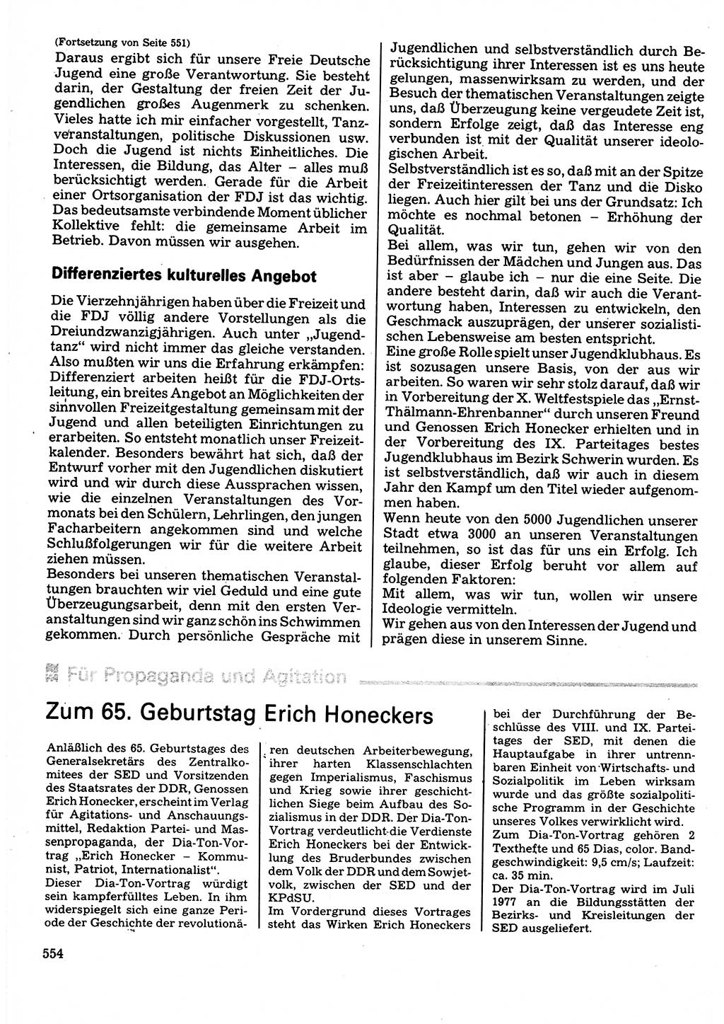Neuer Weg (NW), Organ des Zentralkomitees (ZK) der SED (Sozialistische Einheitspartei Deutschlands) für Fragen des Parteilebens, 32. Jahrgang [Deutsche Demokratische Republik (DDR)] 1977, Seite 554 (NW ZK SED DDR 1977, S. 554)