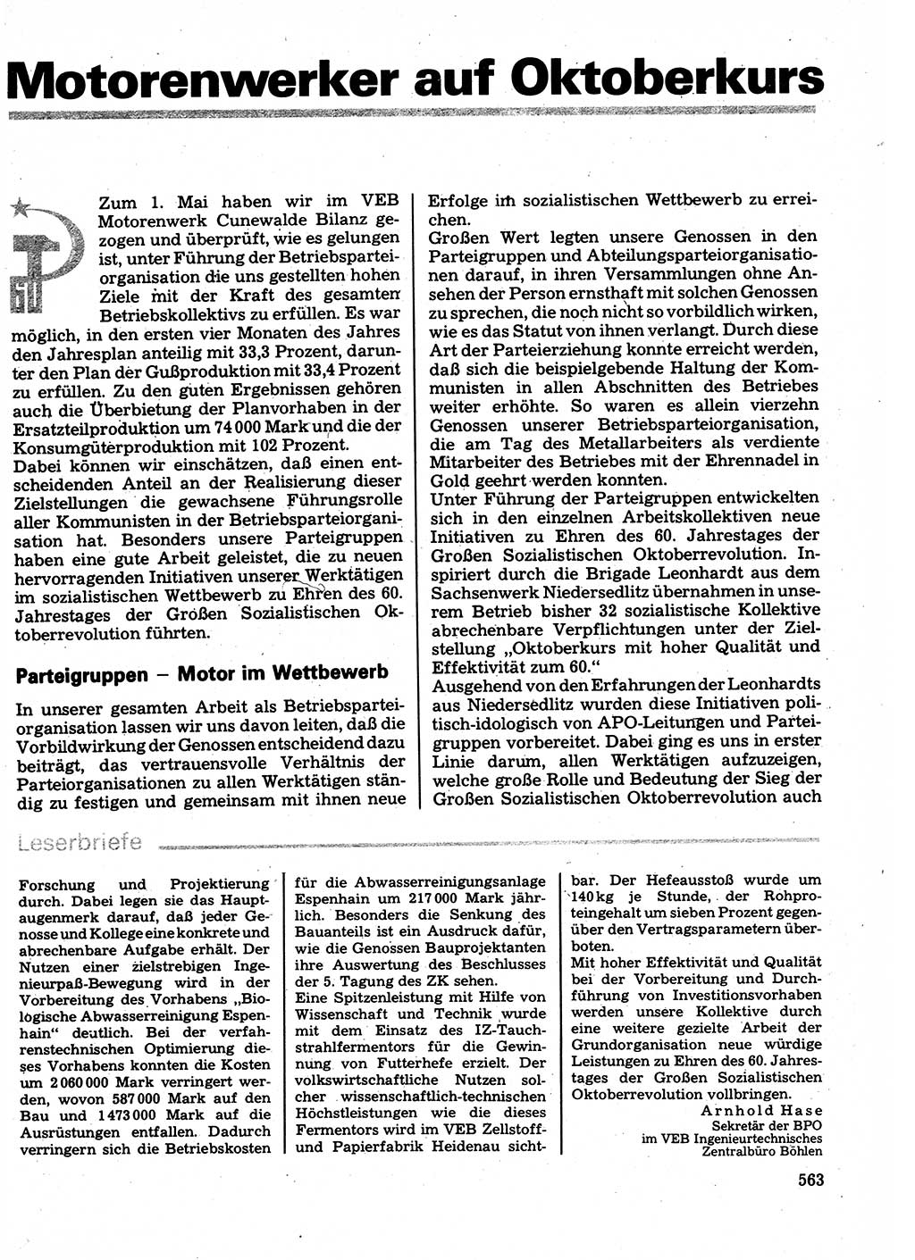 Neuer Weg (NW), Organ des Zentralkomitees (ZK) der SED (Sozialistische Einheitspartei Deutschlands) für Fragen des Parteilebens, 32. Jahrgang [Deutsche Demokratische Republik (DDR)] 1977, Seite 563 (NW ZK SED DDR 1977, S. 563)
