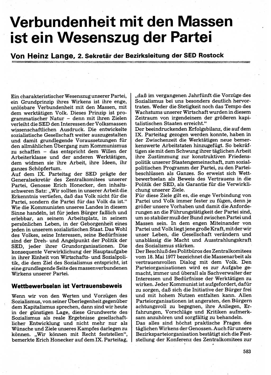Neuer Weg (NW), Organ des Zentralkomitees (ZK) der SED (Sozialistische Einheitspartei Deutschlands) für Fragen des Parteilebens, 32. Jahrgang [Deutsche Demokratische Republik (DDR)] 1977, Seite 583 (NW ZK SED DDR 1977, S. 583)