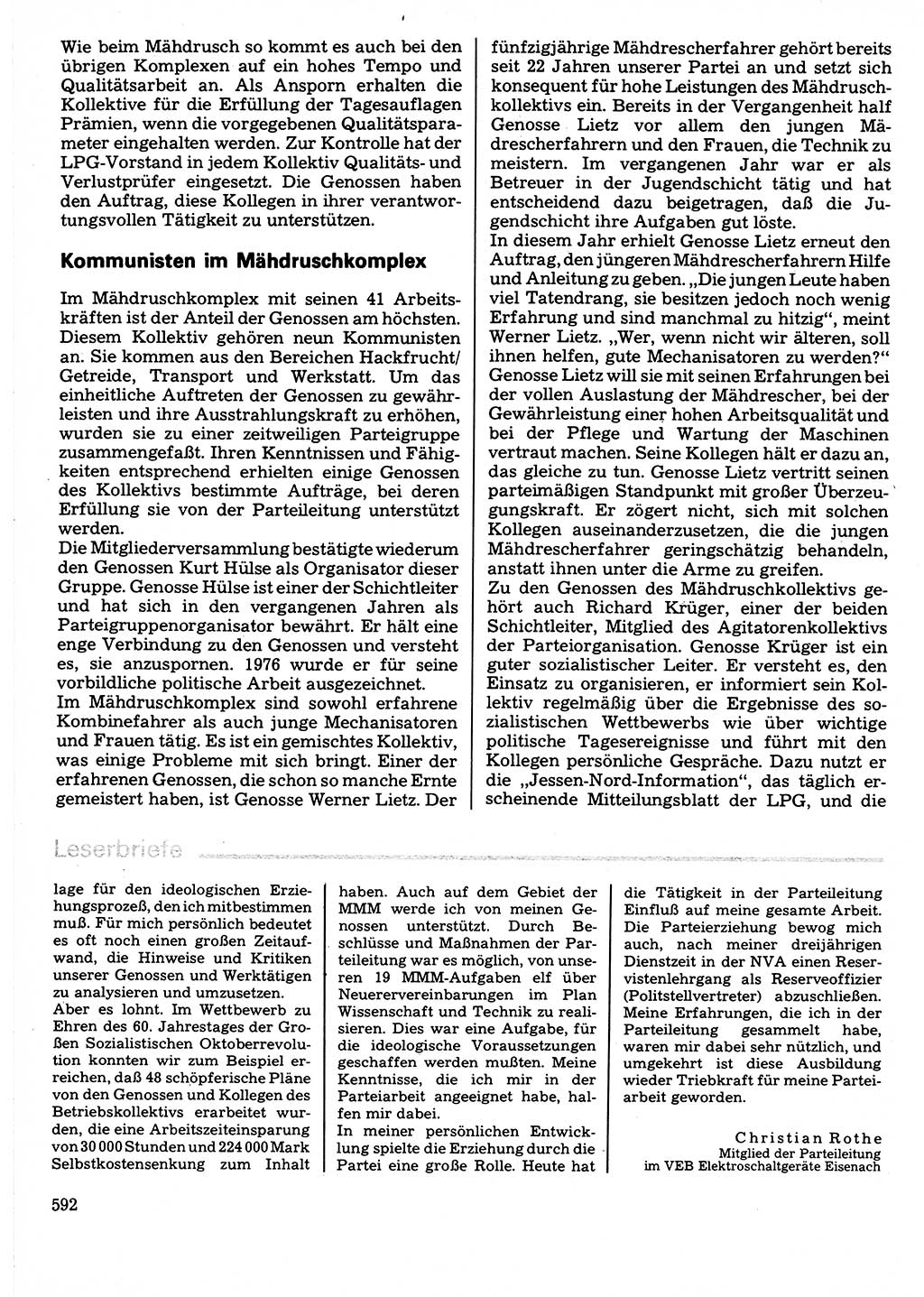 Neuer Weg (NW), Organ des Zentralkomitees (ZK) der SED (Sozialistische Einheitspartei Deutschlands) für Fragen des Parteilebens, 32. Jahrgang [Deutsche Demokratische Republik (DDR)] 1977, Seite 592 (NW ZK SED DDR 1977, S. 592)