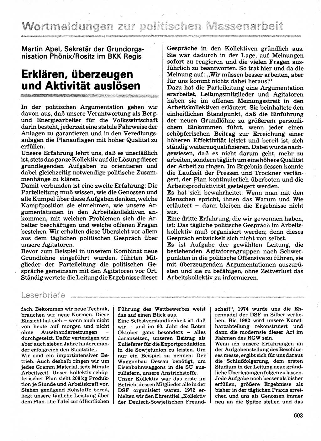 Neuer Weg (NW), Organ des Zentralkomitees (ZK) der SED (Sozialistische Einheitspartei Deutschlands) für Fragen des Parteilebens, 32. Jahrgang [Deutsche Demokratische Republik (DDR)] 1977, Seite 603 (NW ZK SED DDR 1977, S. 603)