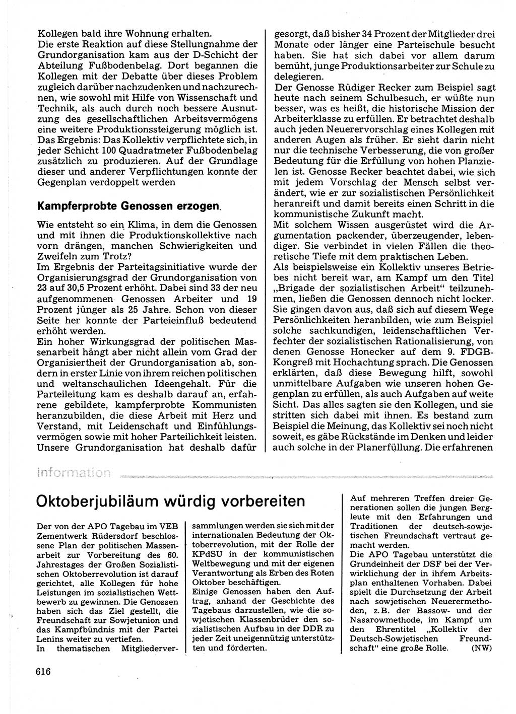 Neuer Weg (NW), Organ des Zentralkomitees (ZK) der SED (Sozialistische Einheitspartei Deutschlands) für Fragen des Parteilebens, 32. Jahrgang [Deutsche Demokratische Republik (DDR)] 1977, Seite 616 (NW ZK SED DDR 1977, S. 616)