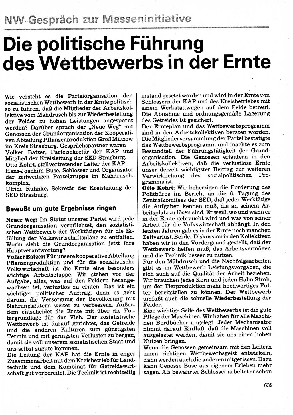 Neuer Weg (NW), Organ des Zentralkomitees (ZK) der SED (Sozialistische Einheitspartei Deutschlands) für Fragen des Parteilebens, 32. Jahrgang [Deutsche Demokratische Republik (DDR)] 1977, Seite 639 (NW ZK SED DDR 1977, S. 639)