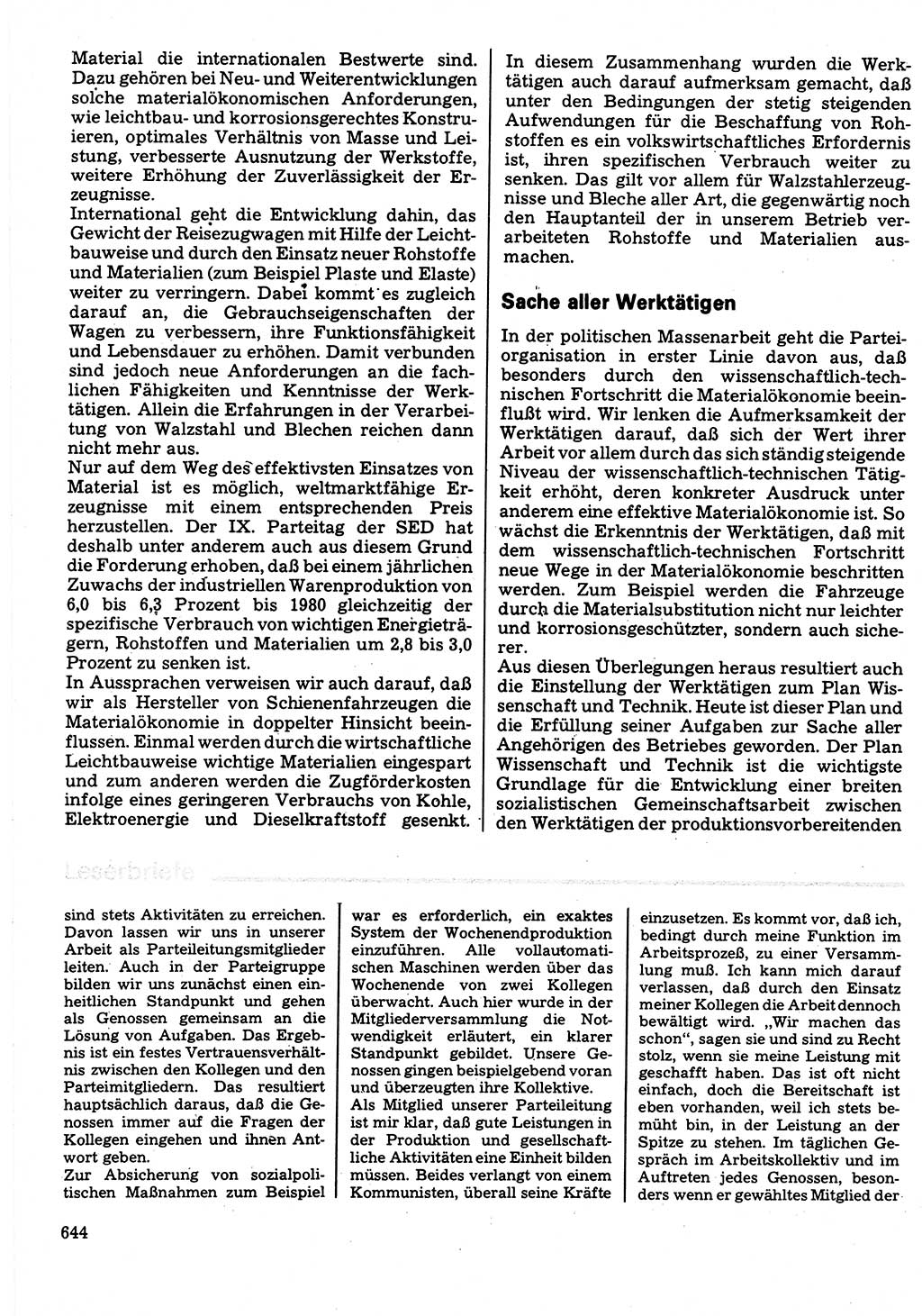 Neuer Weg (NW), Organ des Zentralkomitees (ZK) der SED (Sozialistische Einheitspartei Deutschlands) für Fragen des Parteilebens, 32. Jahrgang [Deutsche Demokratische Republik (DDR)] 1977, Seite 644 (NW ZK SED DDR 1977, S. 644)
