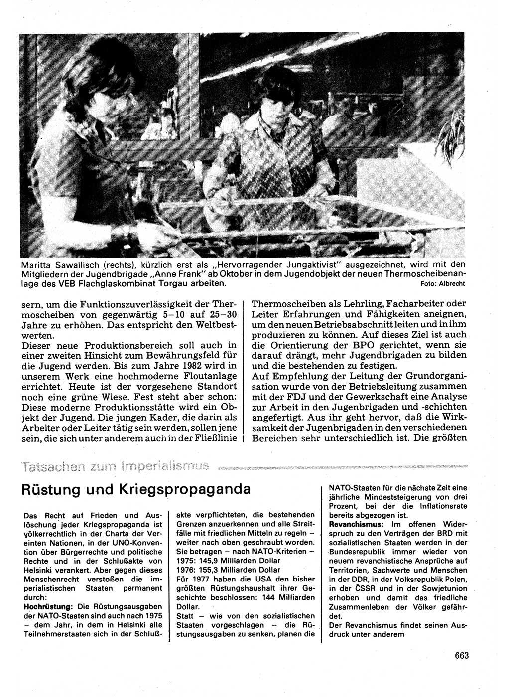Neuer Weg (NW), Organ des Zentralkomitees (ZK) der SED (Sozialistische Einheitspartei Deutschlands) für Fragen des Parteilebens, 32. Jahrgang [Deutsche Demokratische Republik (DDR)] 1977, Seite 663 (NW ZK SED DDR 1977, S. 663)