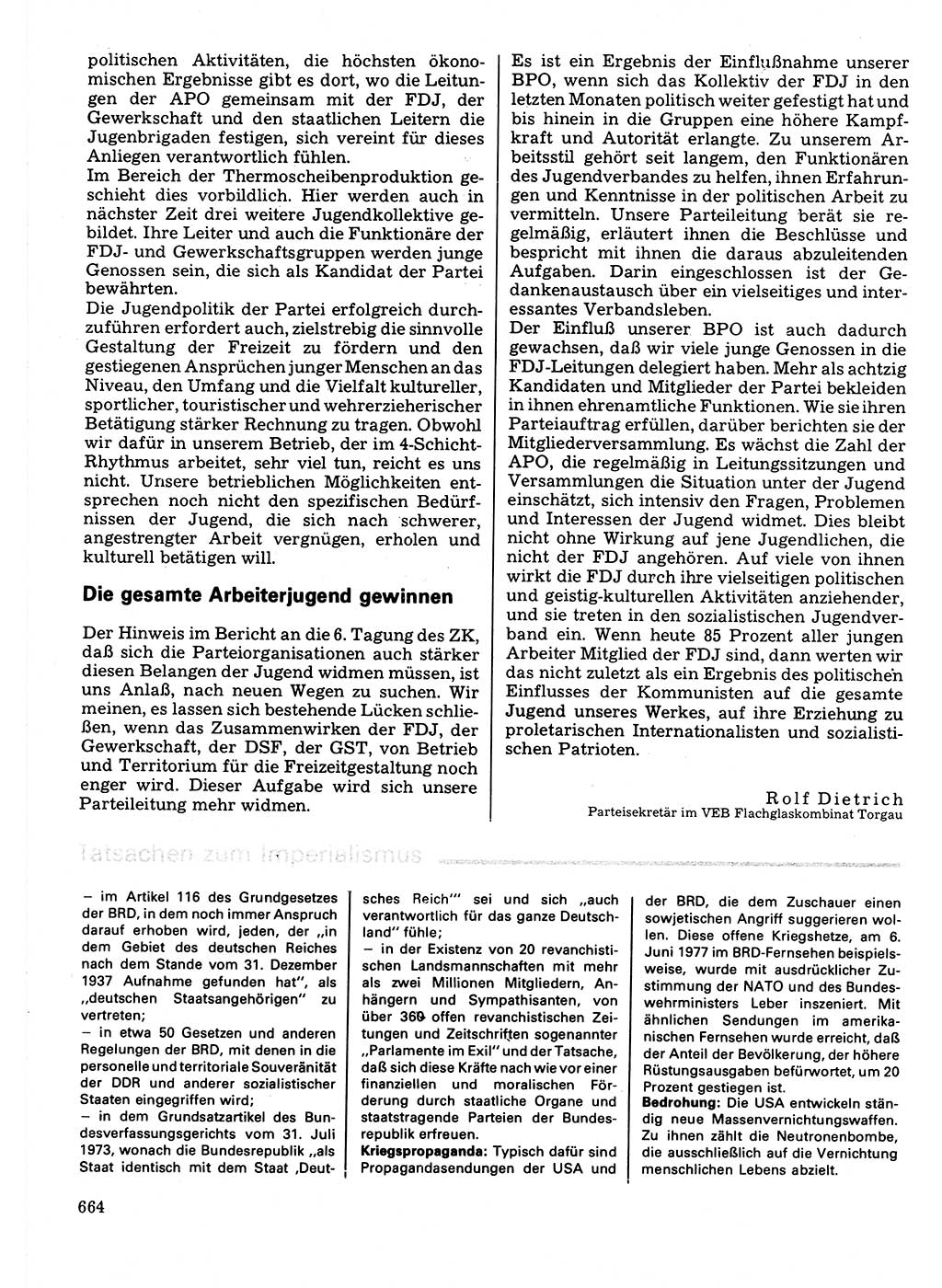Neuer Weg (NW), Organ des Zentralkomitees (ZK) der SED (Sozialistische Einheitspartei Deutschlands) für Fragen des Parteilebens, 32. Jahrgang [Deutsche Demokratische Republik (DDR)] 1977, Seite 664 (NW ZK SED DDR 1977, S. 664)