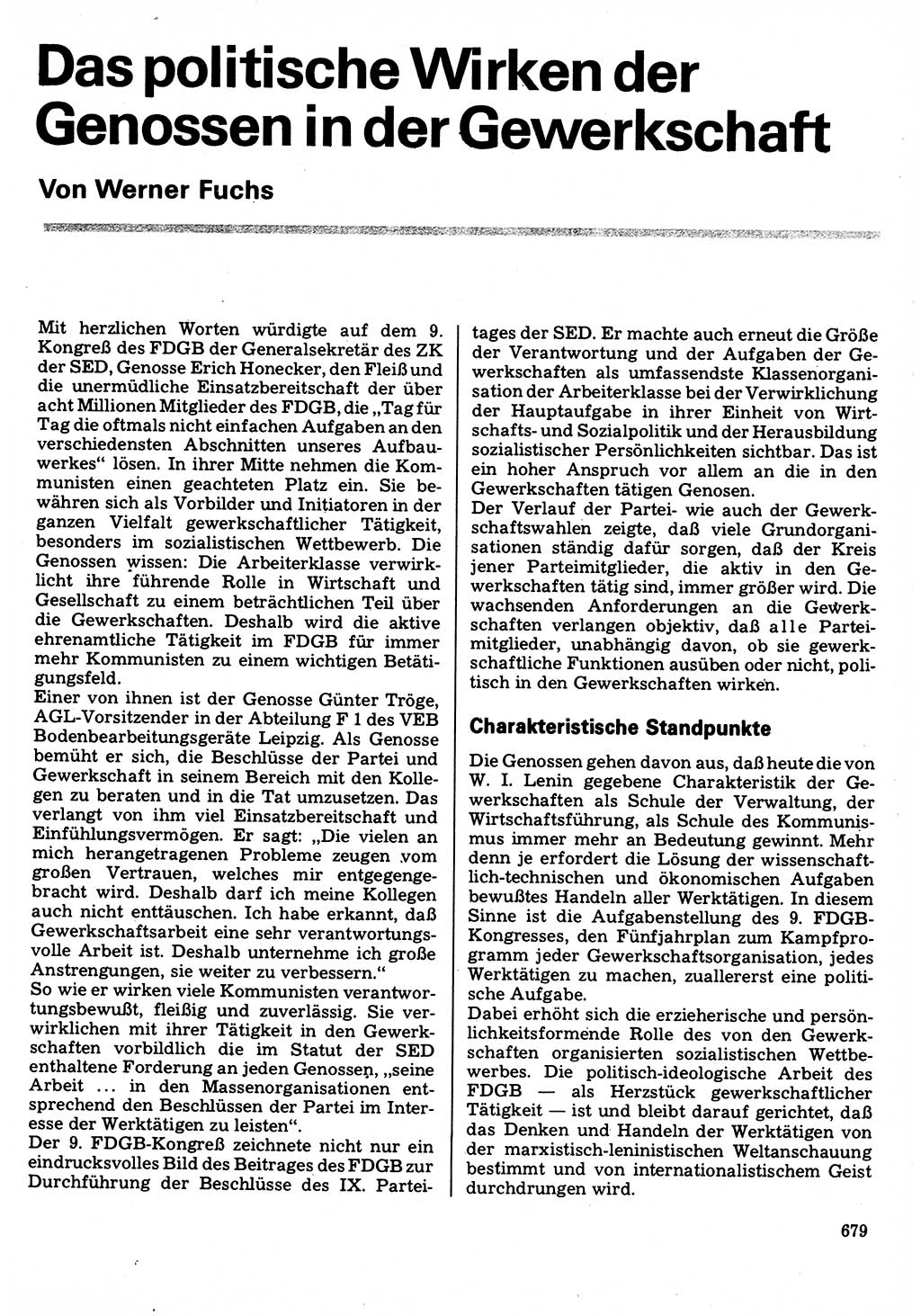 Neuer Weg (NW), Organ des Zentralkomitees (ZK) der SED (Sozialistische Einheitspartei Deutschlands) für Fragen des Parteilebens, 32. Jahrgang [Deutsche Demokratische Republik (DDR)] 1977, Seite 679 (NW ZK SED DDR 1977, S. 679)