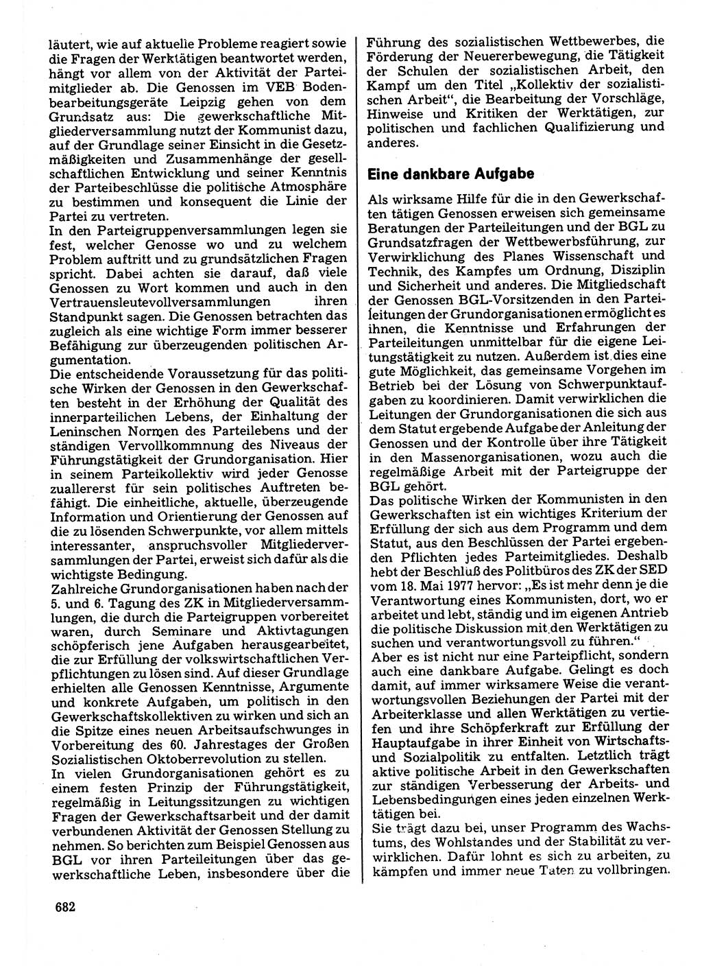 Neuer Weg (NW), Organ des Zentralkomitees (ZK) der SED (Sozialistische Einheitspartei Deutschlands) für Fragen des Parteilebens, 32. Jahrgang [Deutsche Demokratische Republik (DDR)] 1977, Seite 682 (NW ZK SED DDR 1977, S. 682)