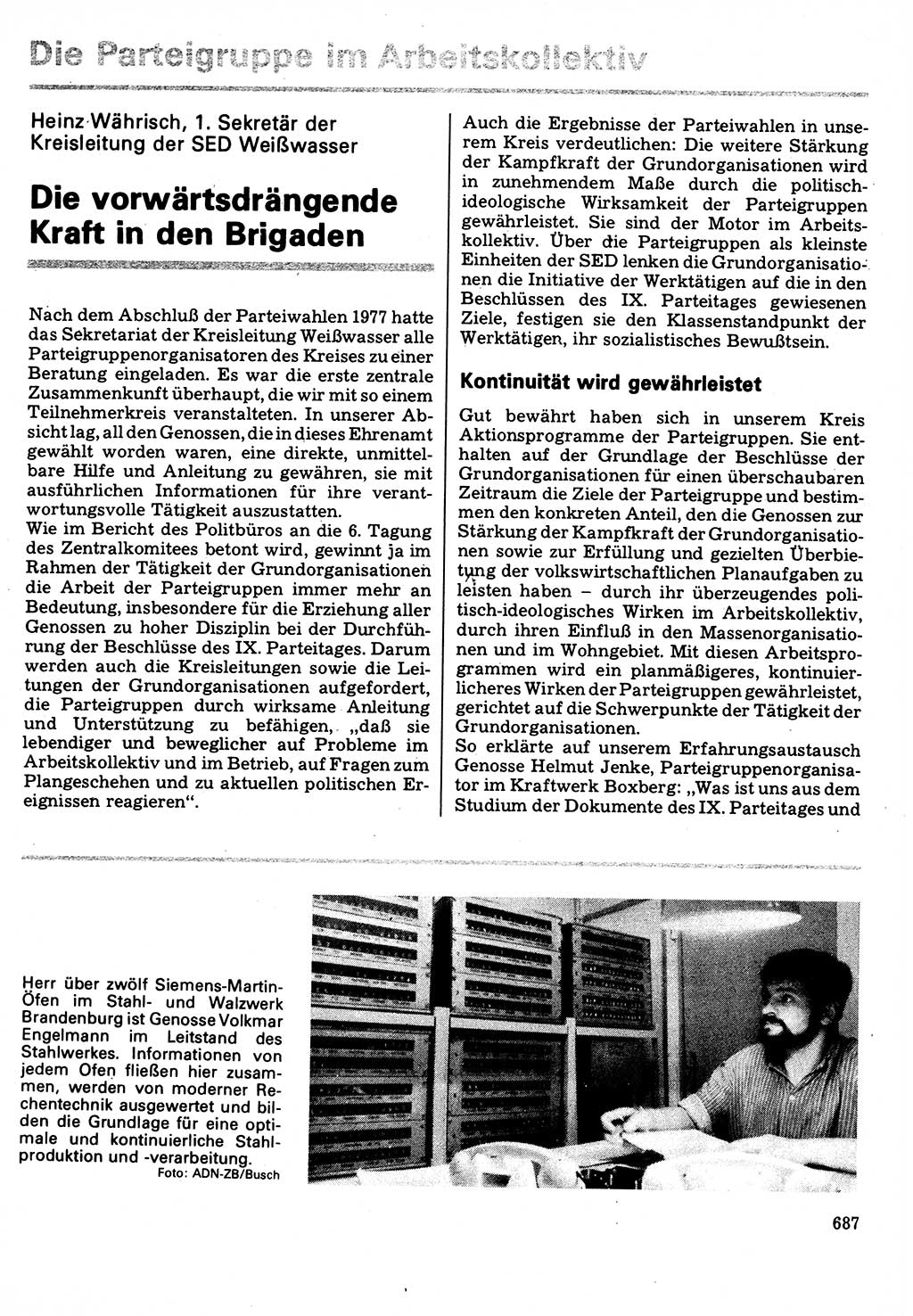 Neuer Weg (NW), Organ des Zentralkomitees (ZK) der SED (Sozialistische Einheitspartei Deutschlands) für Fragen des Parteilebens, 32. Jahrgang [Deutsche Demokratische Republik (DDR)] 1977, Seite 687 (NW ZK SED DDR 1977, S. 687)