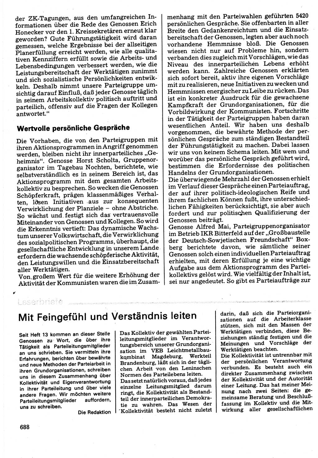 Neuer Weg (NW), Organ des Zentralkomitees (ZK) der SED (Sozialistische Einheitspartei Deutschlands) für Fragen des Parteilebens, 32. Jahrgang [Deutsche Demokratische Republik (DDR)] 1977, Seite 688 (NW ZK SED DDR 1977, S. 688)
