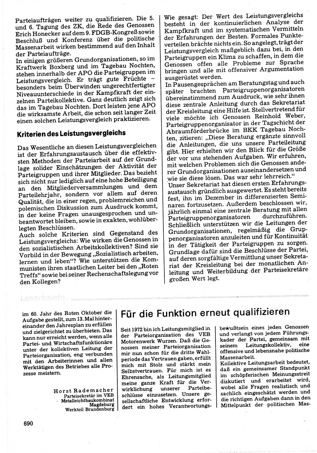Neuer Weg (NW), Organ des Zentralkomitees (ZK) der SED (Sozialistische Einheitspartei Deutschlands) für Fragen des Parteilebens, 32. Jahrgang [Deutsche Demokratische Republik (DDR)] 1977, Seite 690 (NW ZK SED DDR 1977, S. 690)