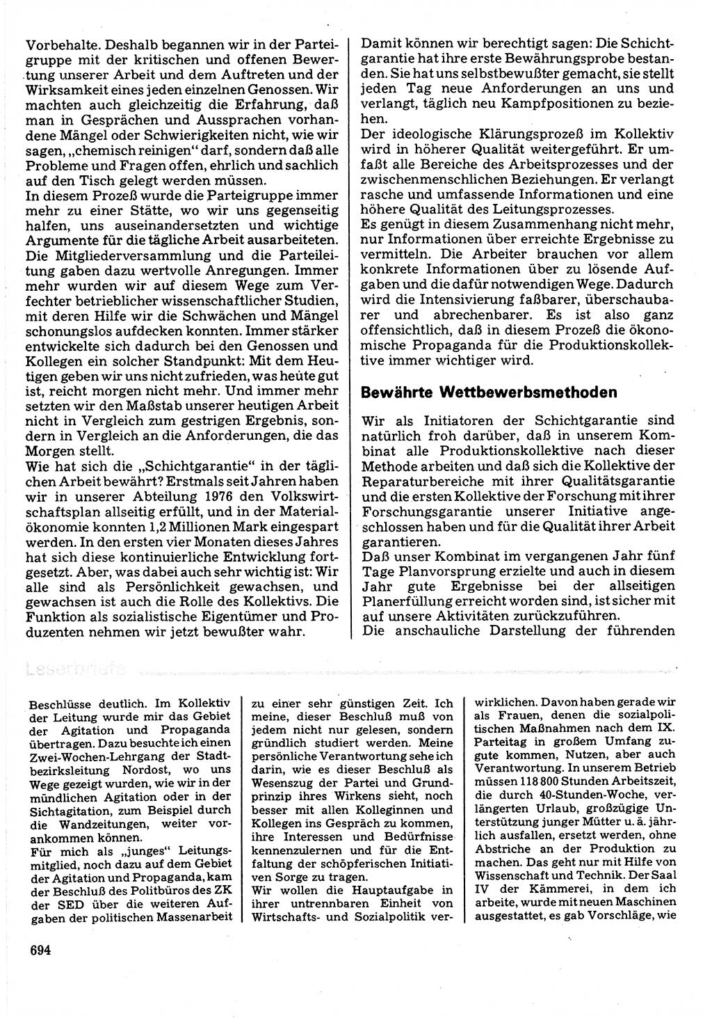 Neuer Weg (NW), Organ des Zentralkomitees (ZK) der SED (Sozialistische Einheitspartei Deutschlands) für Fragen des Parteilebens, 32. Jahrgang [Deutsche Demokratische Republik (DDR)] 1977, Seite 694 (NW ZK SED DDR 1977, S. 694)