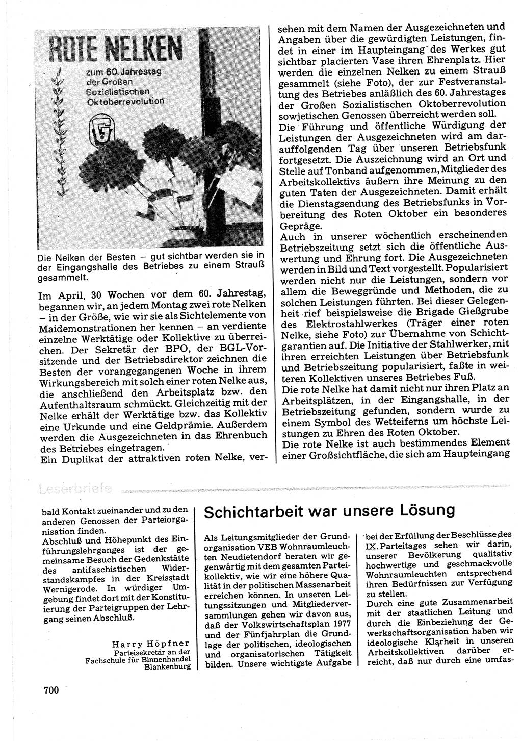 Neuer Weg (NW), Organ des Zentralkomitees (ZK) der SED (Sozialistische Einheitspartei Deutschlands) für Fragen des Parteilebens, 32. Jahrgang [Deutsche Demokratische Republik (DDR)] 1977, Seite 700 (NW ZK SED DDR 1977, S. 700)
