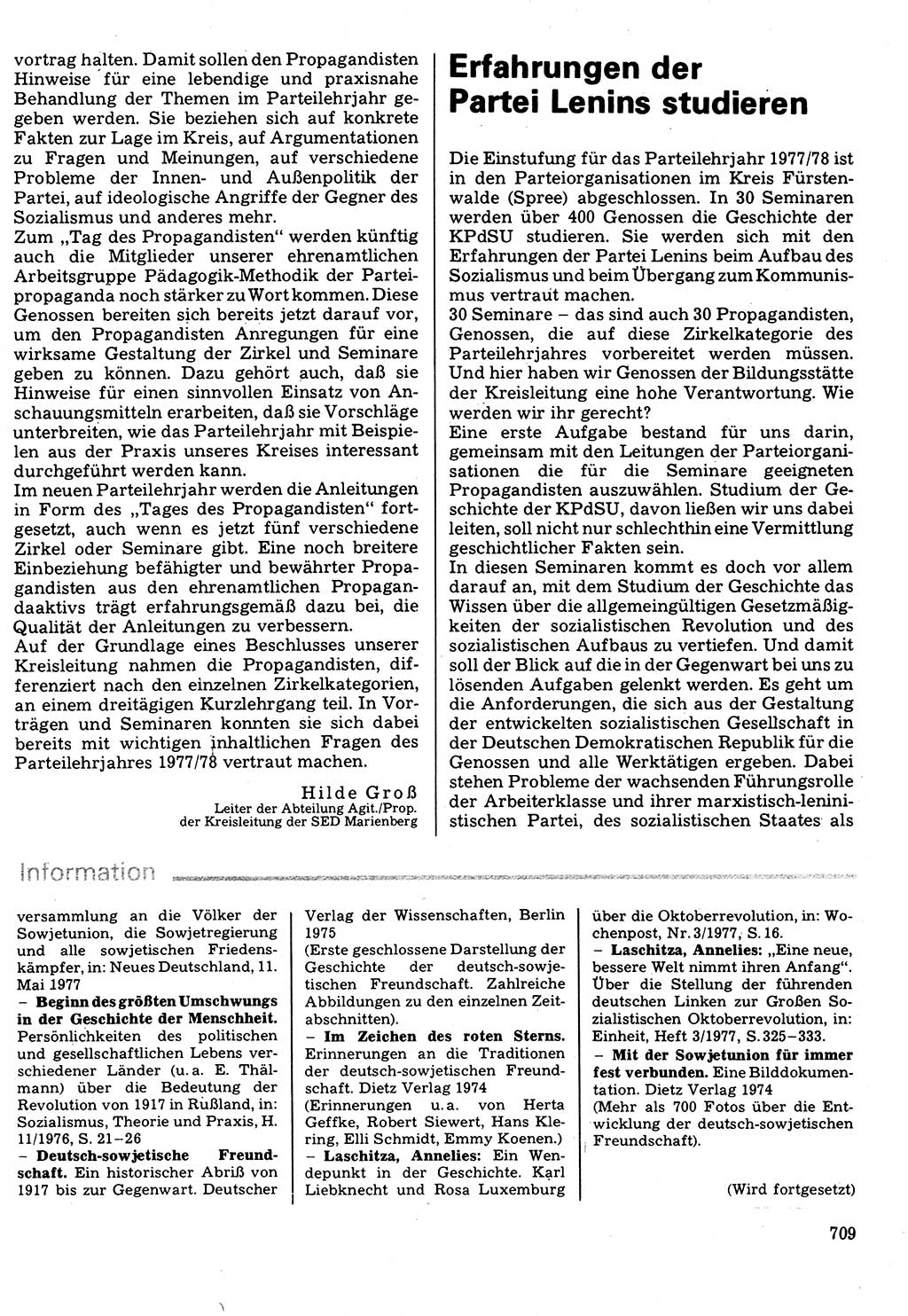 Neuer Weg (NW), Organ des Zentralkomitees (ZK) der SED (Sozialistische Einheitspartei Deutschlands) für Fragen des Parteilebens, 32. Jahrgang [Deutsche Demokratische Republik (DDR)] 1977, Seite 709 (NW ZK SED DDR 1977, S. 709)