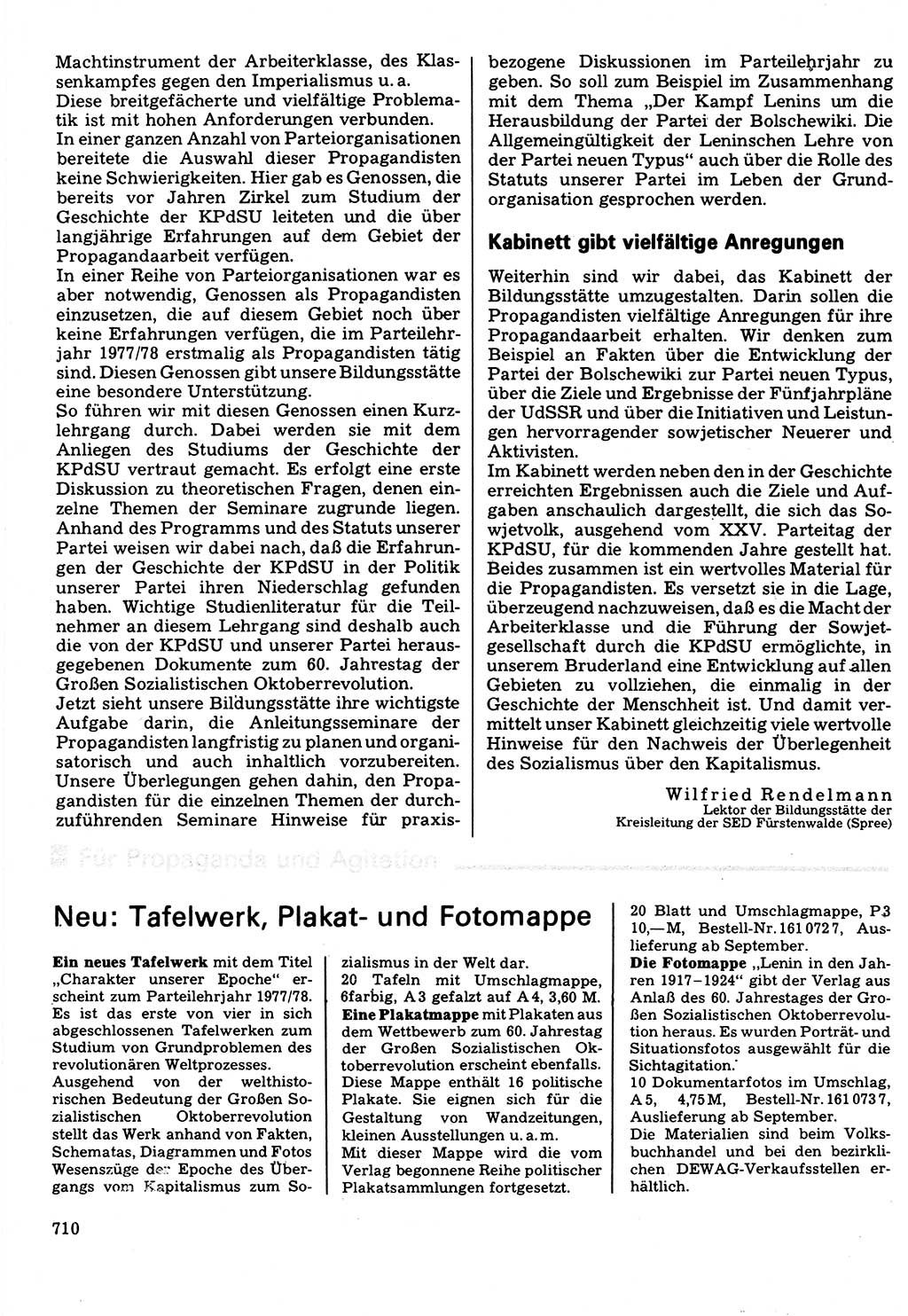 Neuer Weg (NW), Organ des Zentralkomitees (ZK) der SED (Sozialistische Einheitspartei Deutschlands) für Fragen des Parteilebens, 32. Jahrgang [Deutsche Demokratische Republik (DDR)] 1977, Seite 710 (NW ZK SED DDR 1977, S. 710)