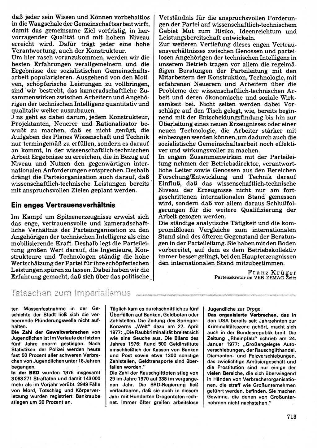 Neuer Weg (NW), Organ des Zentralkomitees (ZK) der SED (Sozialistische Einheitspartei Deutschlands) für Fragen des Parteilebens, 32. Jahrgang [Deutsche Demokratische Republik (DDR)] 1977, Seite 713 (NW ZK SED DDR 1977, S. 713)
