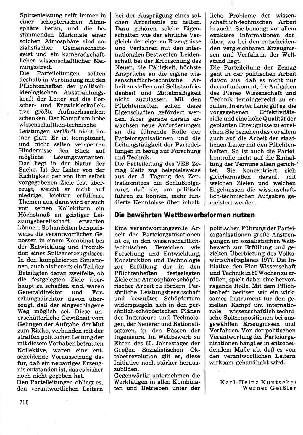 Neuer Weg (NW), Organ des Zentralkomitees (ZK) der SED (Sozialistische Einheitspartei Deutschlands) für Fragen des Parteilebens, 32. Jahrgang [Deutsche Demokratische Republik (DDR)] 1977, Seite 716 (NW ZK SED DDR 1977, S. 716)