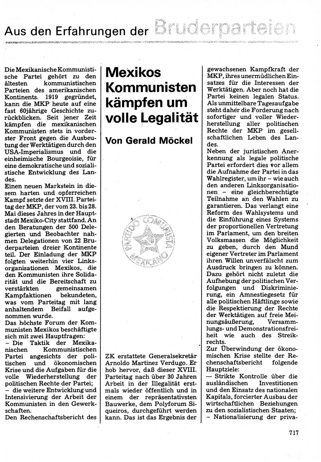 Neuer Weg (NW), Organ des Zentralkomitees (ZK) der SED (Sozialistische Einheitspartei Deutschlands) für Fragen des Parteilebens, 32. Jahrgang [Deutsche Demokratische Republik (DDR)] 1977, Seite 717 (NW ZK SED DDR 1977, S. 717)