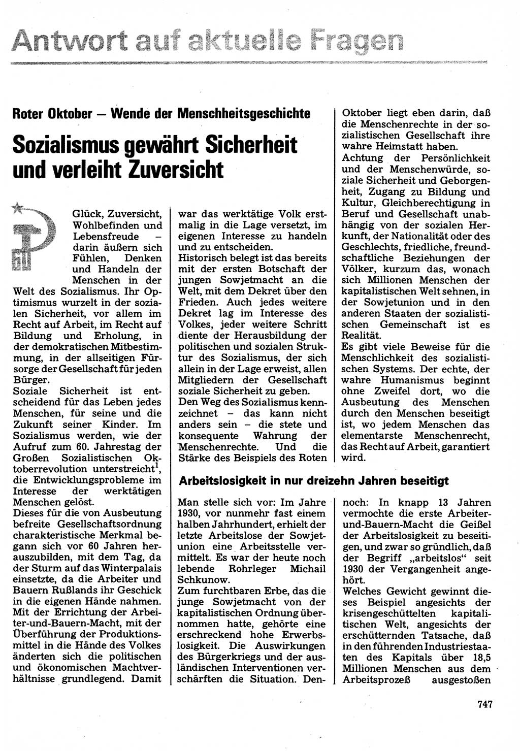 Neuer Weg (NW), Organ des Zentralkomitees (ZK) der SED (Sozialistische Einheitspartei Deutschlands) für Fragen des Parteilebens, 32. Jahrgang [Deutsche Demokratische Republik (DDR)] 1977, Seite 747 (NW ZK SED DDR 1977, S. 747)