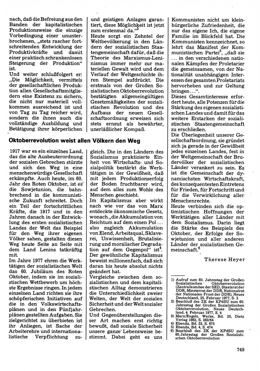 Neuer Weg (NW), Organ des Zentralkomitees (ZK) der SED (Sozialistische Einheitspartei Deutschlands) für Fragen des Parteilebens, 32. Jahrgang [Deutsche Demokratische Republik (DDR)] 1977, Seite 749 (NW ZK SED DDR 1977, S. 749)