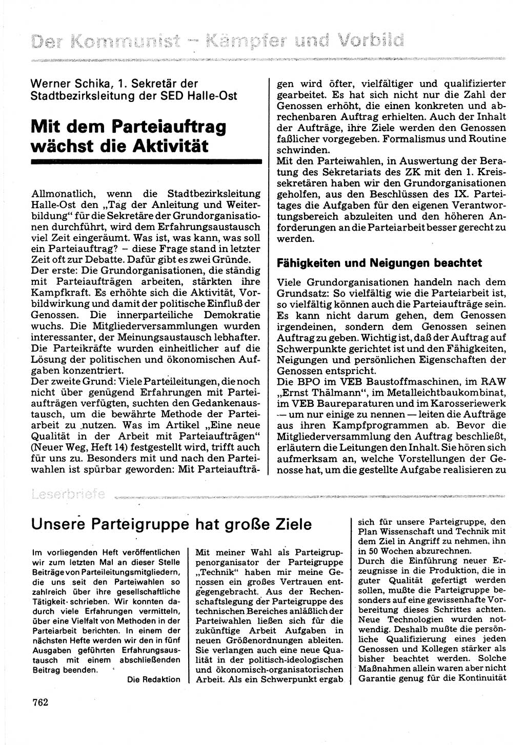 Neuer Weg (NW), Organ des Zentralkomitees (ZK) der SED (Sozialistische Einheitspartei Deutschlands) für Fragen des Parteilebens, 32. Jahrgang [Deutsche Demokratische Republik (DDR)] 1977, Seite 762 (NW ZK SED DDR 1977, S. 762)