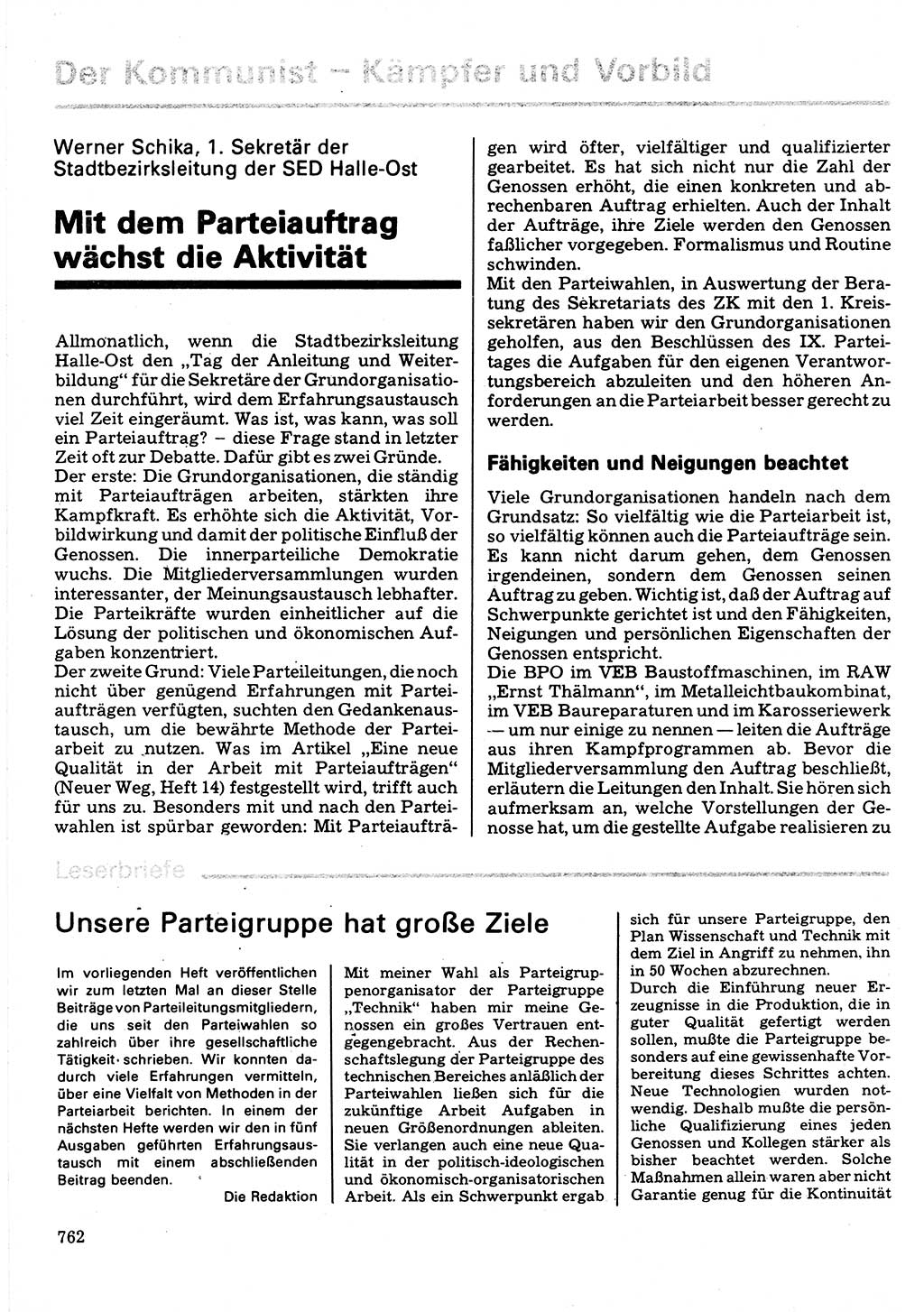 Neuer Weg (NW), Organ des Zentralkomitees (ZK) der SED (Sozialistische Einheitspartei Deutschlands) für Fragen des Parteilebens, 32. Jahrgang [Deutsche Demokratische Republik (DDR)] 1977, Seite 762 (NW ZK SED DDR 1977, S. 762)