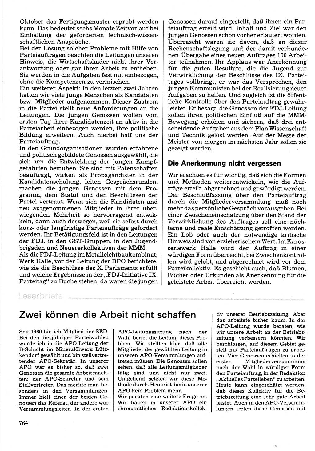 Neuer Weg (NW), Organ des Zentralkomitees (ZK) der SED (Sozialistische Einheitspartei Deutschlands) für Fragen des Parteilebens, 32. Jahrgang [Deutsche Demokratische Republik (DDR)] 1977, Seite 764 (NW ZK SED DDR 1977, S. 764)