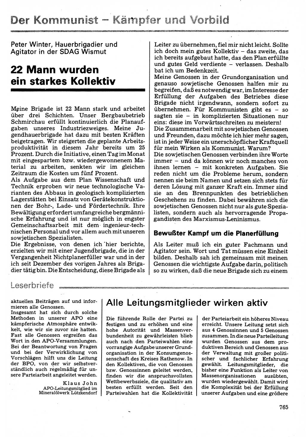 Neuer Weg (NW), Organ des Zentralkomitees (ZK) der SED (Sozialistische Einheitspartei Deutschlands) für Fragen des Parteilebens, 32. Jahrgang [Deutsche Demokratische Republik (DDR)] 1977, Seite 765 (NW ZK SED DDR 1977, S. 765)