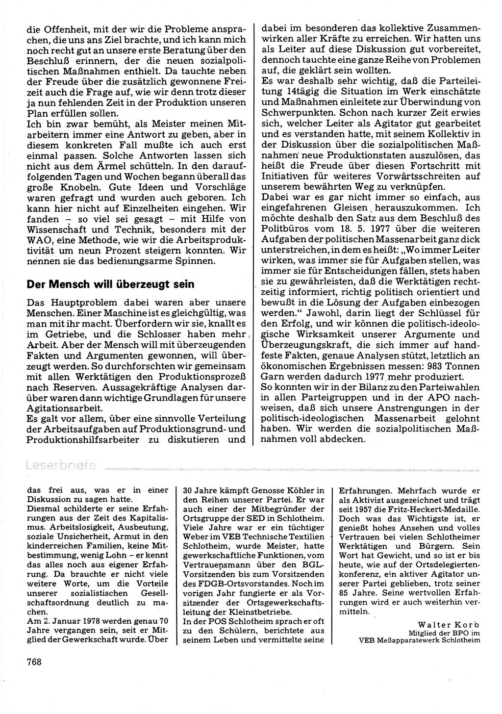 Neuer Weg (NW), Organ des Zentralkomitees (ZK) der SED (Sozialistische Einheitspartei Deutschlands) für Fragen des Parteilebens, 32. Jahrgang [Deutsche Demokratische Republik (DDR)] 1977, Seite 768 (NW ZK SED DDR 1977, S. 768)